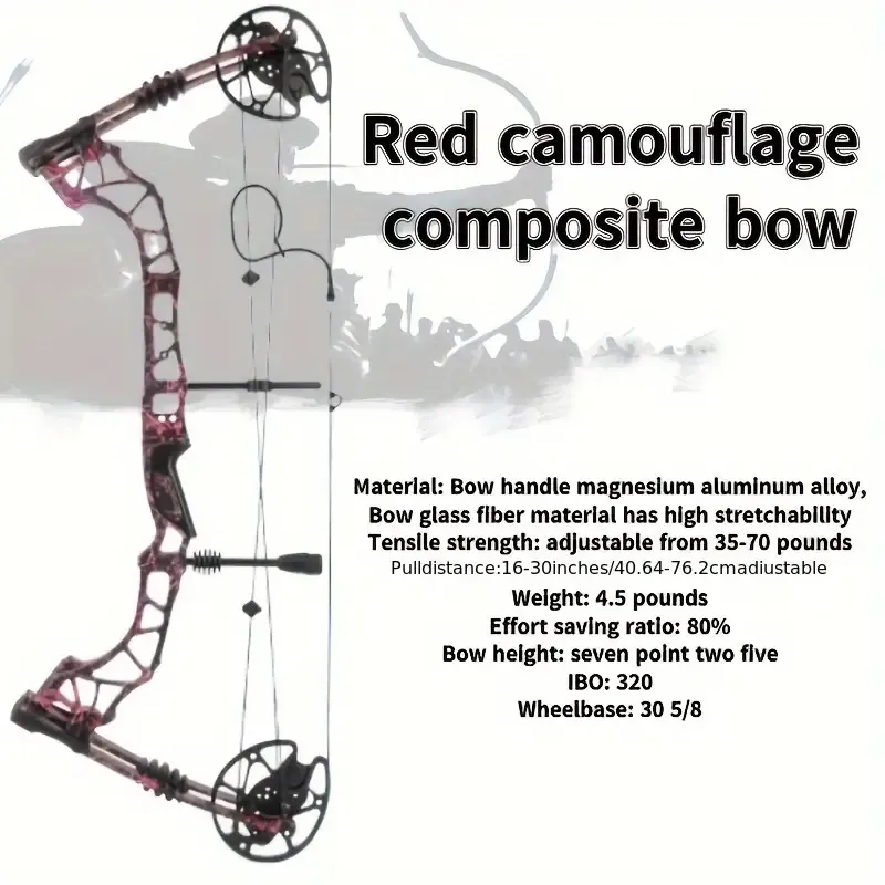 Red Camouflage Compound Bow HUnting Arrows Kit 
