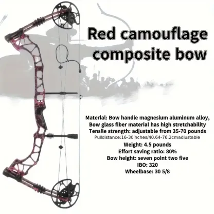 Red Camouflage Compound Bow HUnting Arrows Kit 