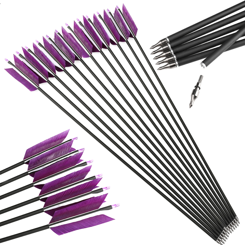 🎯SHARROW Archery Carbon Arrows Flu Flu Feathers Target Tradition