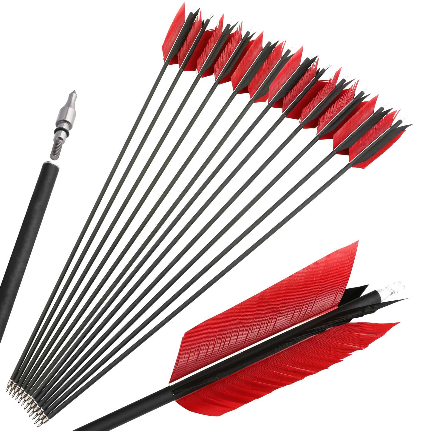 🎯SHARROW Archery Carbon Arrows Flu Flu Feathers Target Tradition