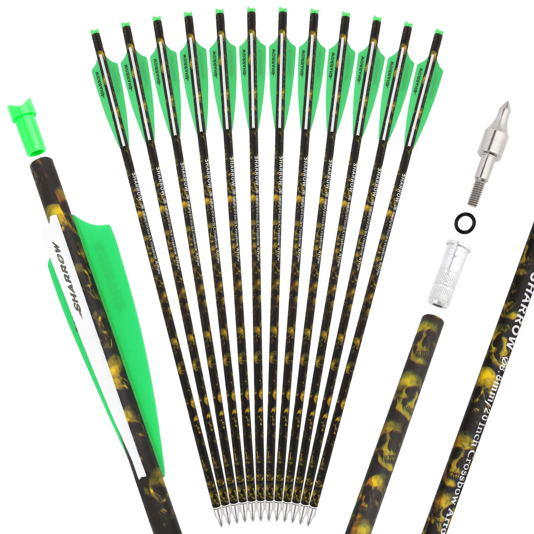 🎯AMEYXGS Crossbow Bolts - 16/17/18/20/22 Inch Camo Carbon Shaft Arrows-AMEYXGS Archery