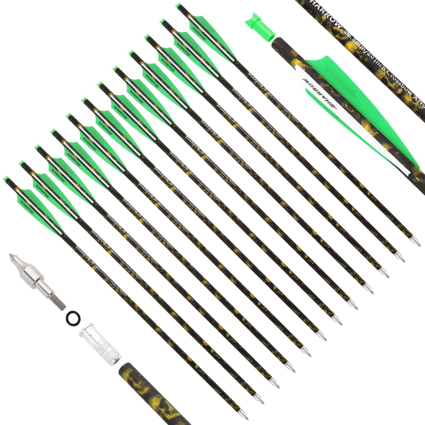 🎯AMEYXGS Crossbow Bolts - 16/17/18/20/22 Inch Camo Carbon Shaft Arrows-AMEYXGS Archery