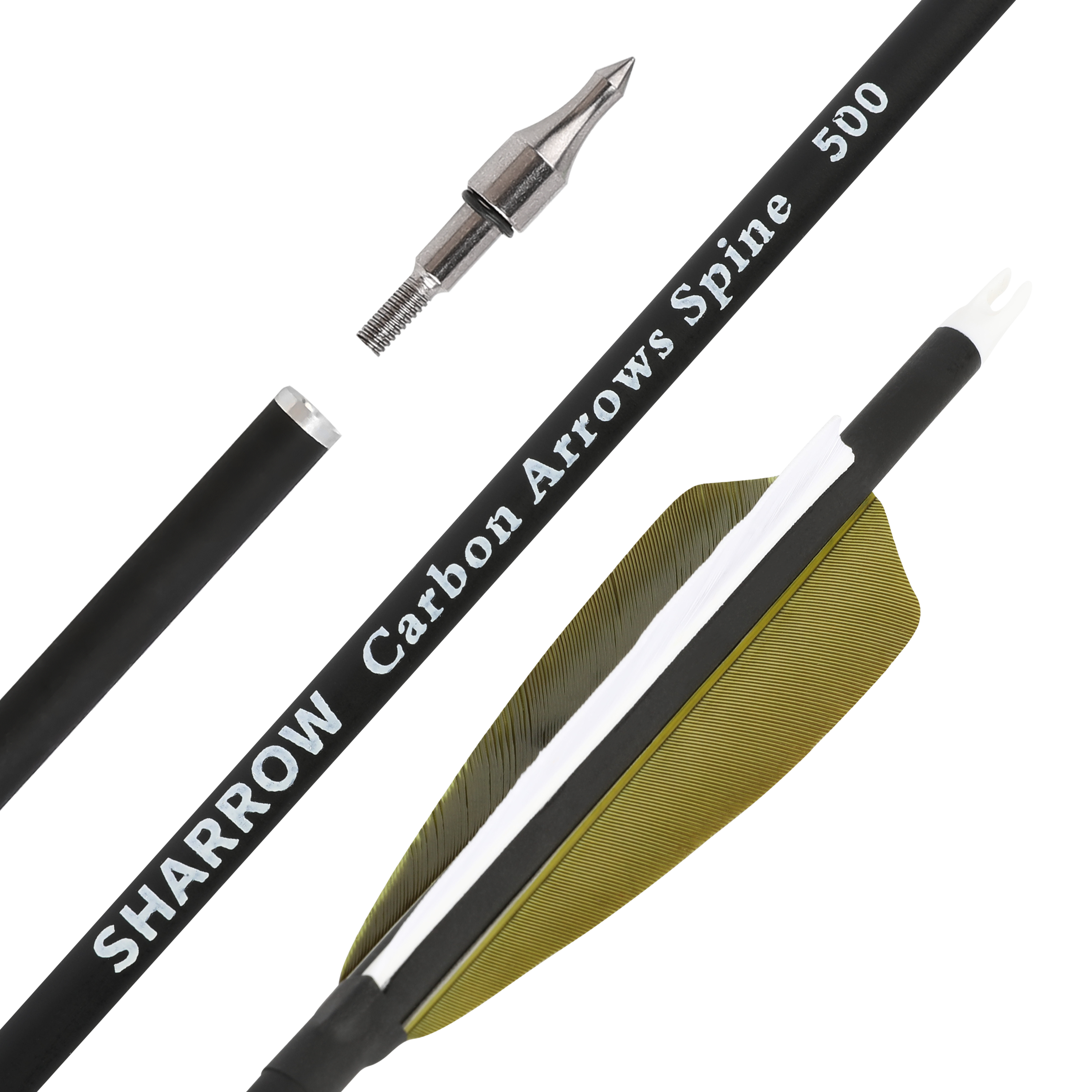 12pcs 30" Mixed Carbon Arrows Spine 500 Full Set with Cross-Star Arrowheads