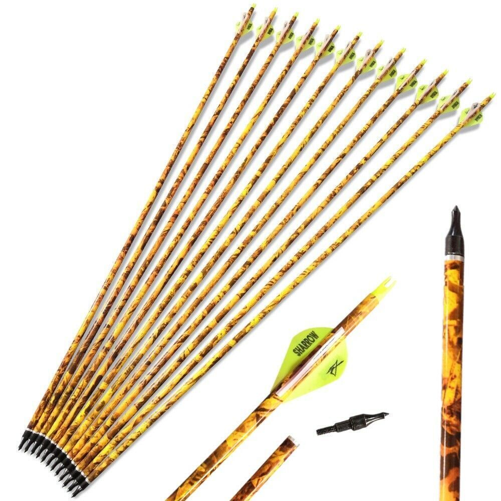 🎯Camouflage Carbon Arrow Spine 600 for Archery Hunting Target Practice-AMEYXGS Archery