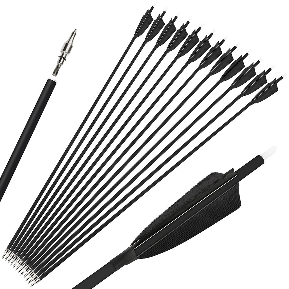 🎯 28" 30" 31" Carbon Arrows for Recurve Compound Bow Hunting-AMEYXGS Archery