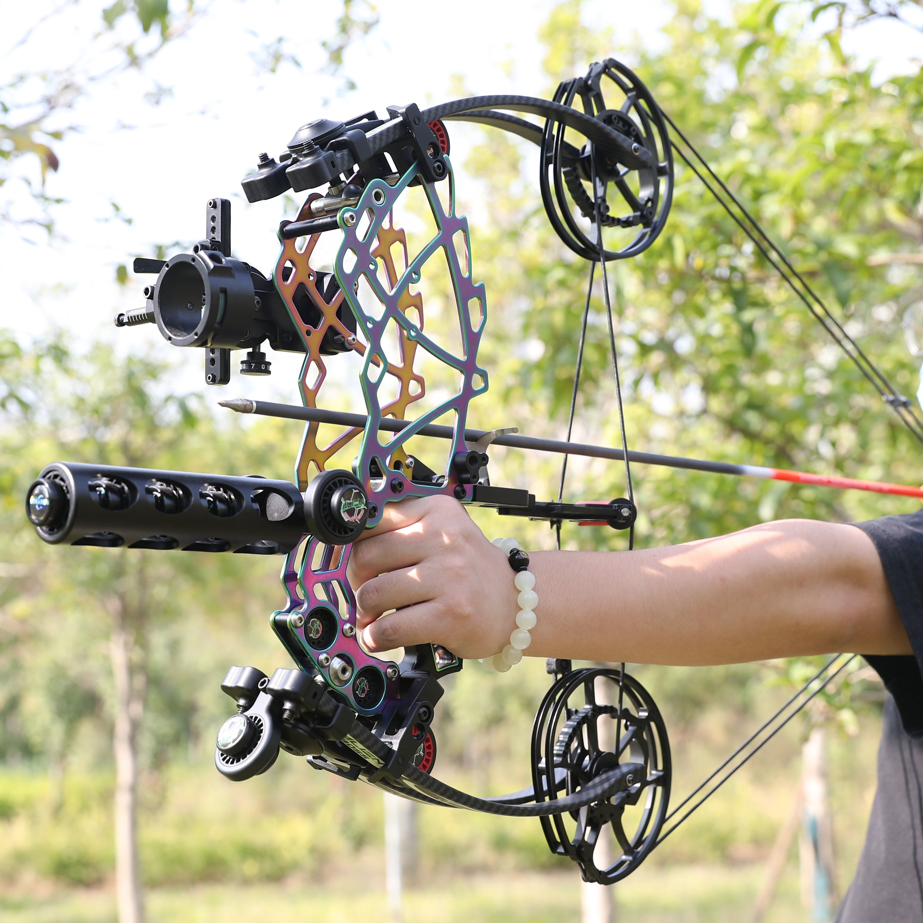 🎯Titanium Alloy Dual-purpose Compound Bow 40-75 LBS Competitive Shooting Hunting（Steel Ball & Archery ）-AMEYXGS Archery