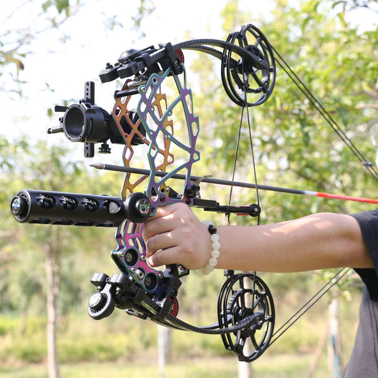 🎯Titanium Alloy Dual-purpose Compound Bow 40-75 LBS Competitive Shooting Hunting(Steel Ball & Archery )-AMEYXGS Archery