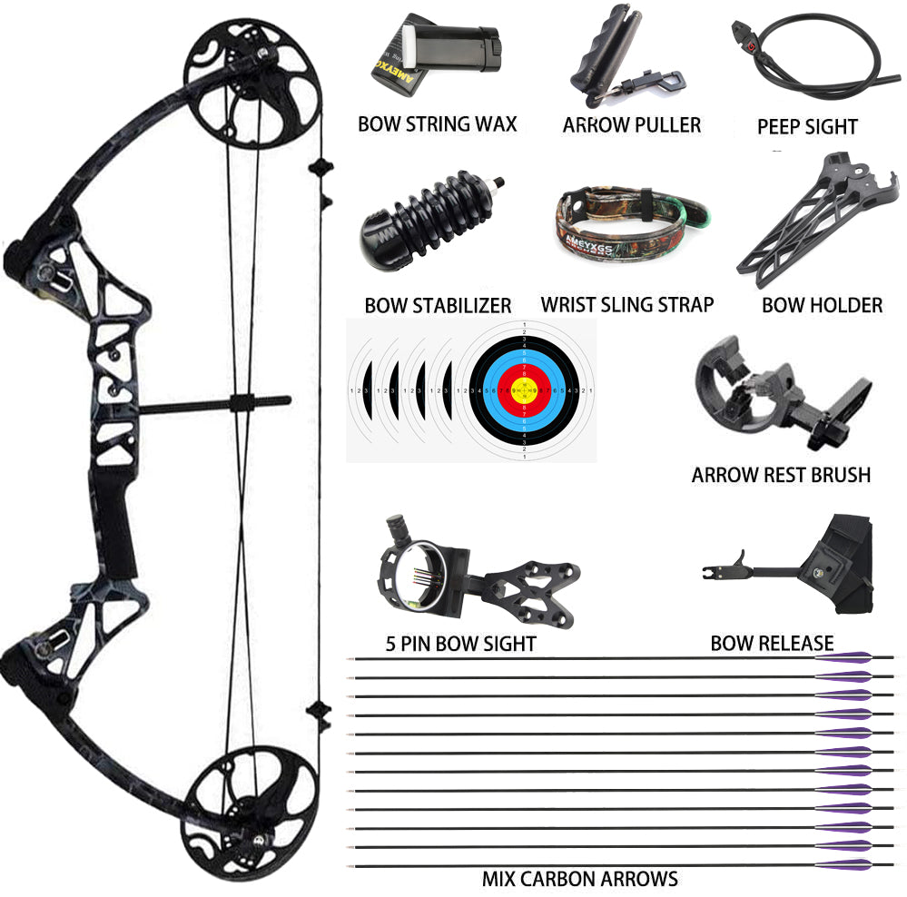 🎯Topoint M1 Compound Bow 19-70 LBS Hunting Target Archery-AMEYXGS Archery