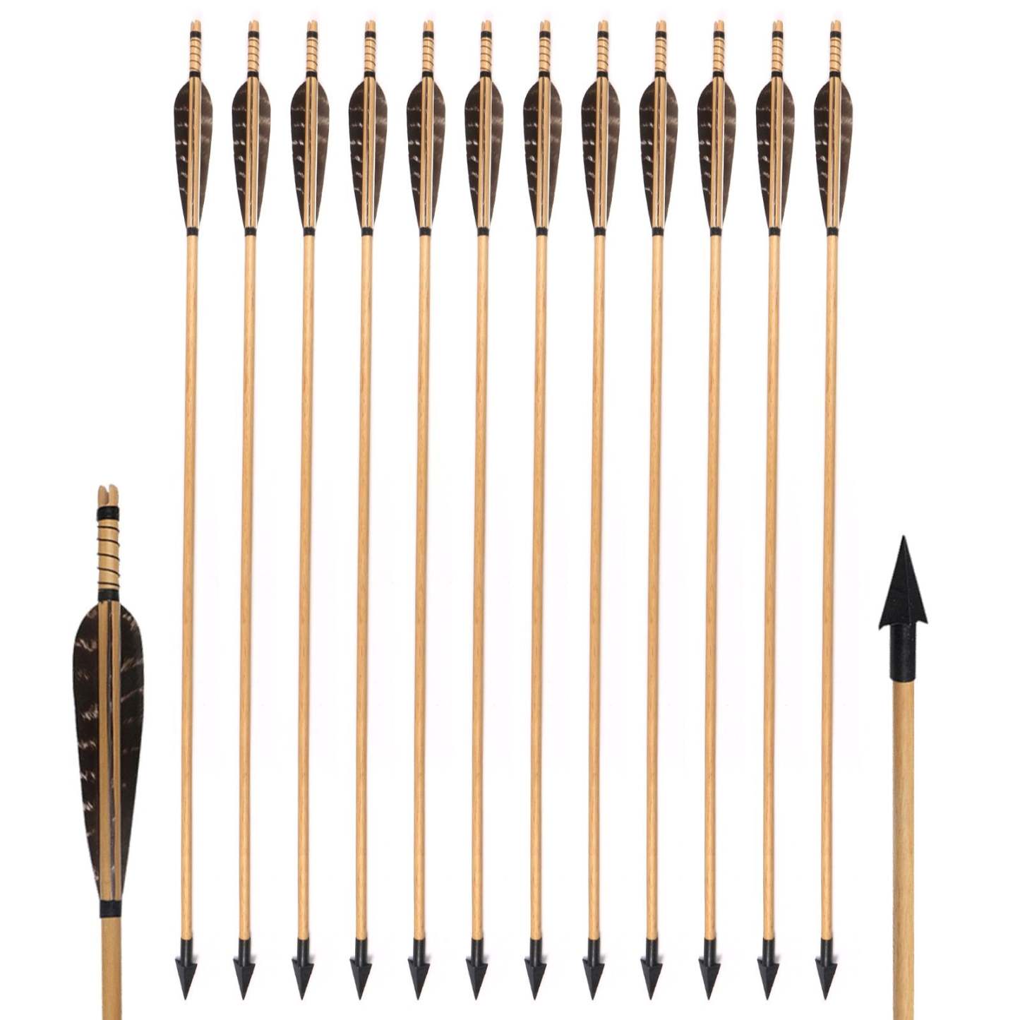 🎯Archery Traditional Wooden Arrows with Broadheads-AMEYXGS Archery