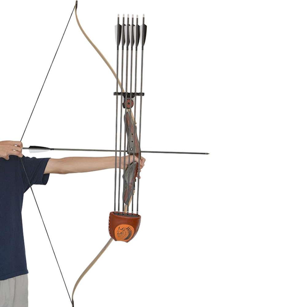 Traditional Quiver Brown Leather On recurve Bow Holder