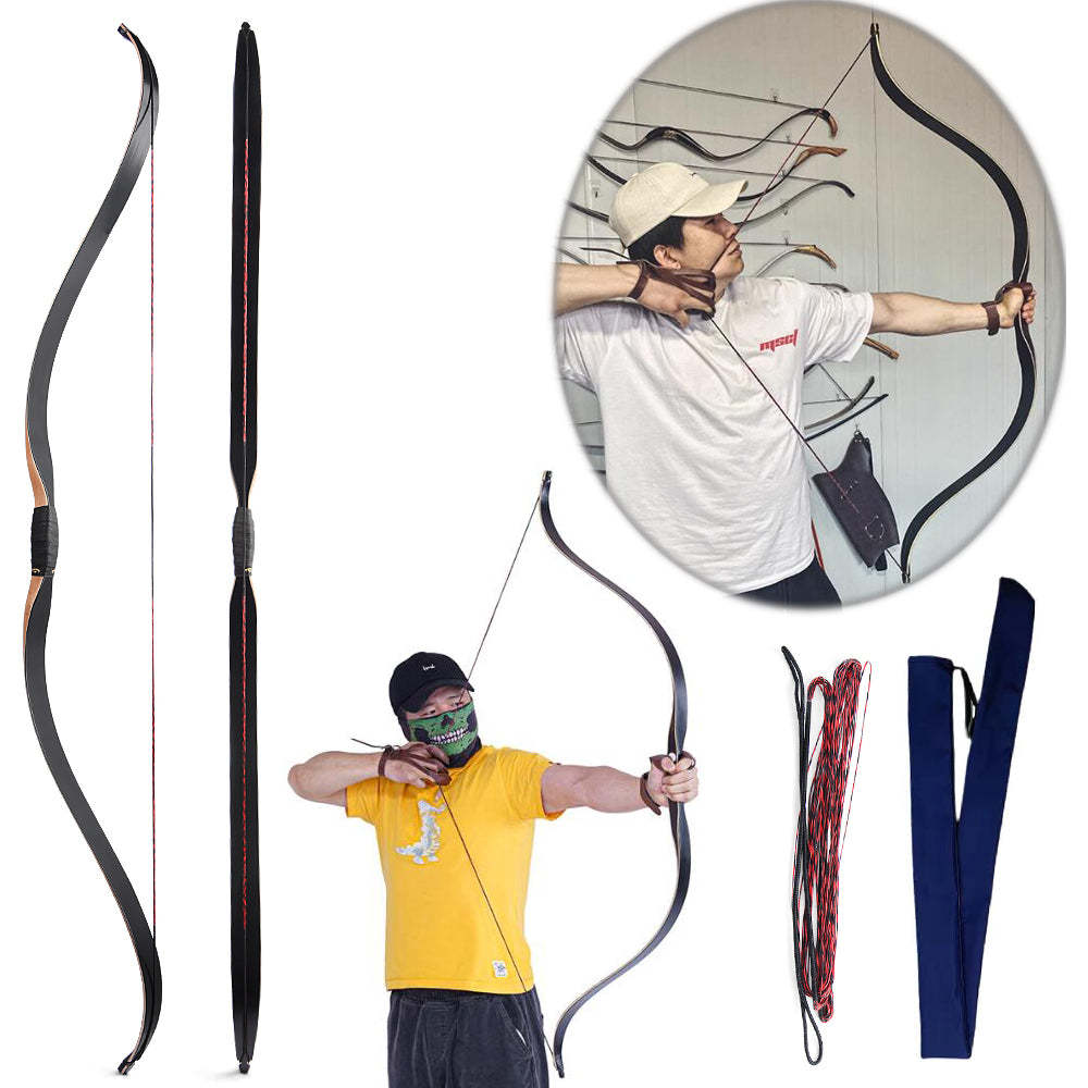 🎯Traditional Recurve Bow 57'' Handmade Horsebow 15-50LBS Archery-AMEYXGS Archery