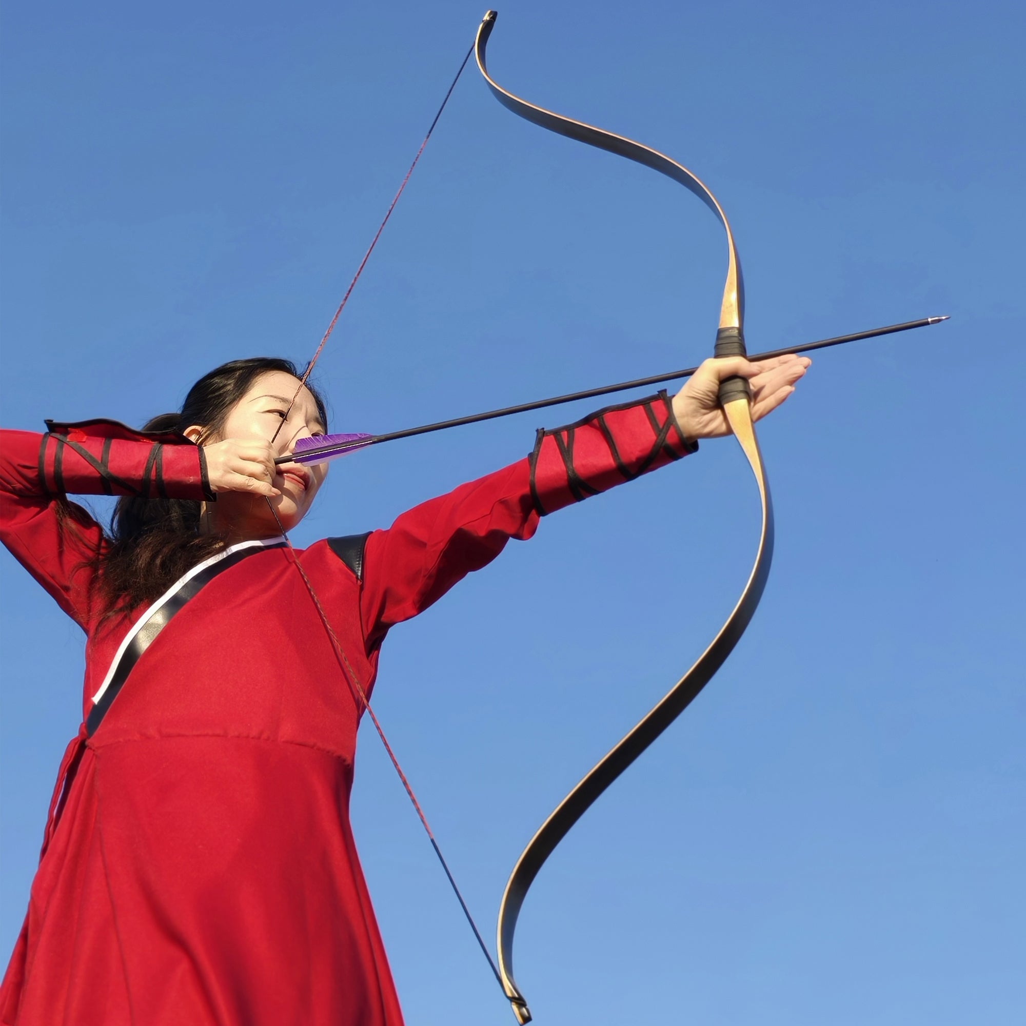 🎯Traditional Recurve Bow 57'' Handmade Horsebow 15-50LBS Archery-AMEYXGS Archery