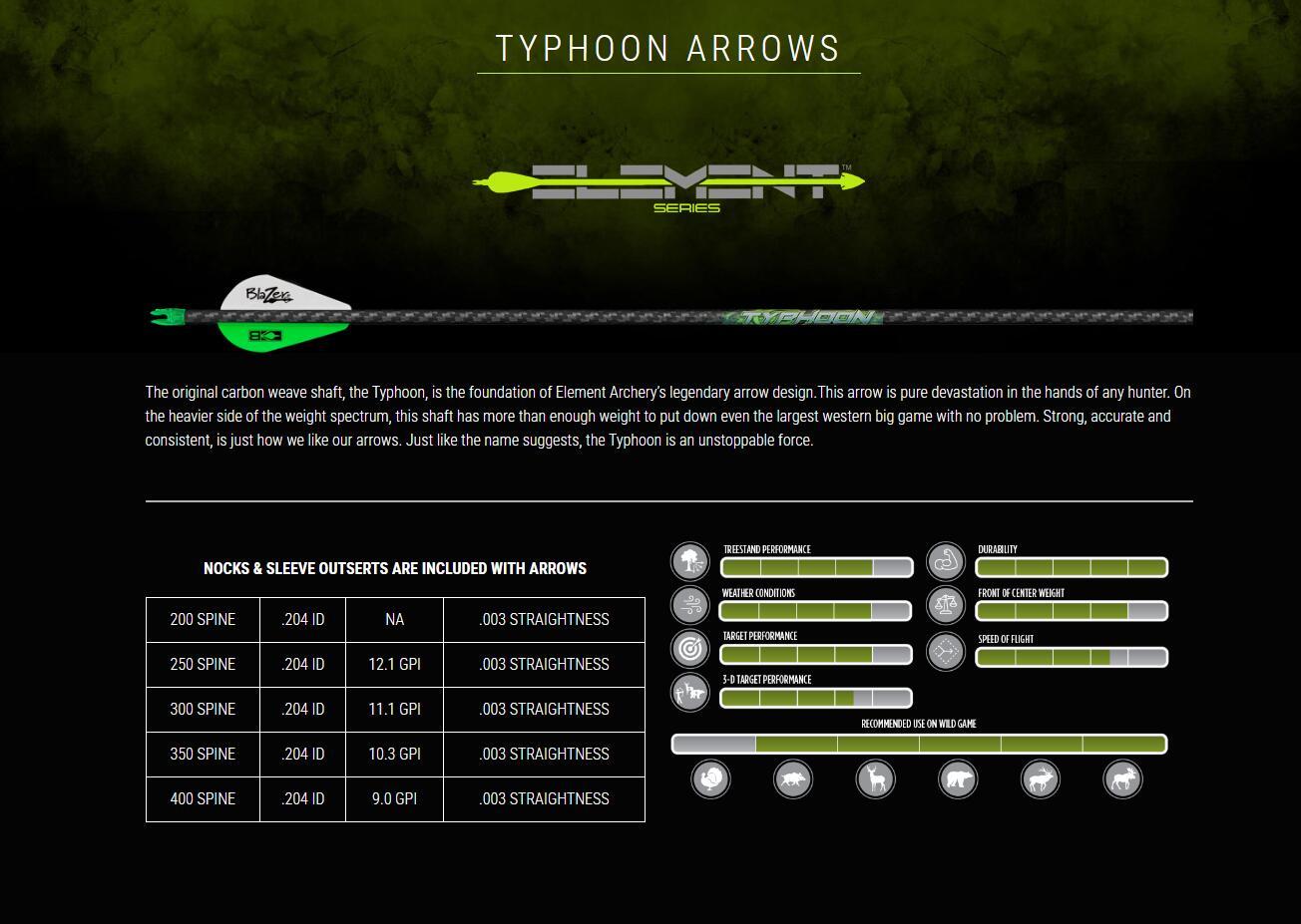 Typhoon Arrows 12 Pk (.003 straightness)-AMEYXGS Archery