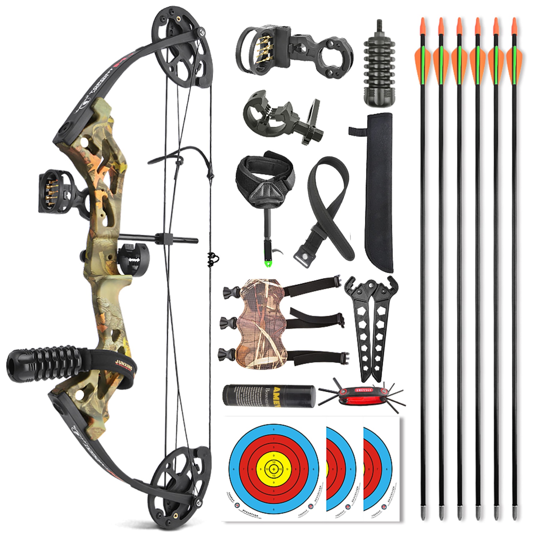 US In Stock M3 Children Compound Bow Competition Arrows Kit