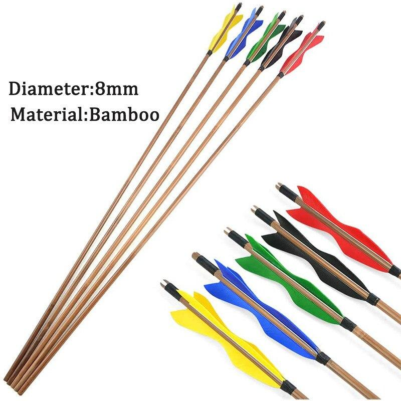 🎯Archery 8mm Bamboo Arrow with 5inch Turkey Feather-AMEYXGS Archery