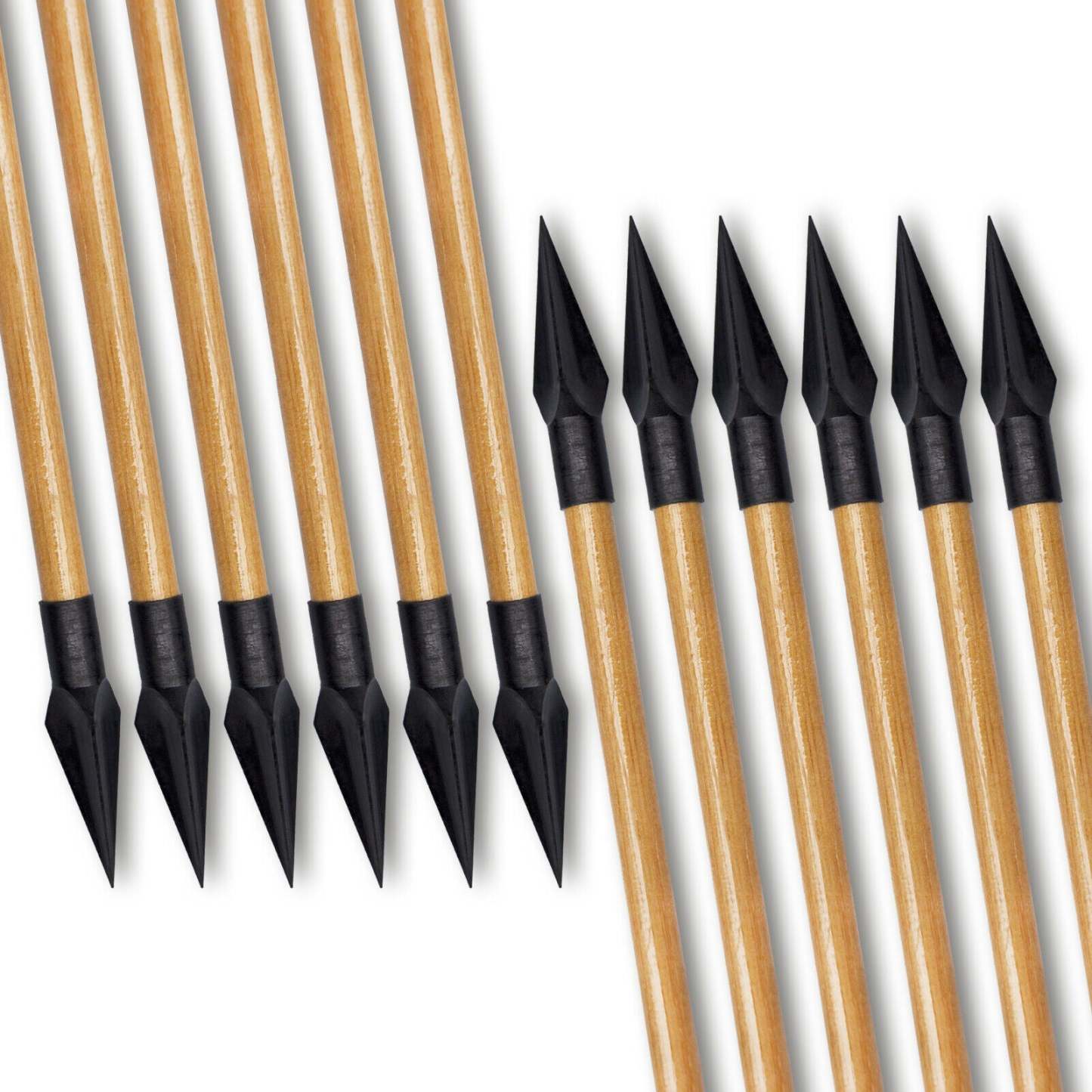 🎯12pcs Wooden Arrows for Traditional Bow-AMEYXGS Archery