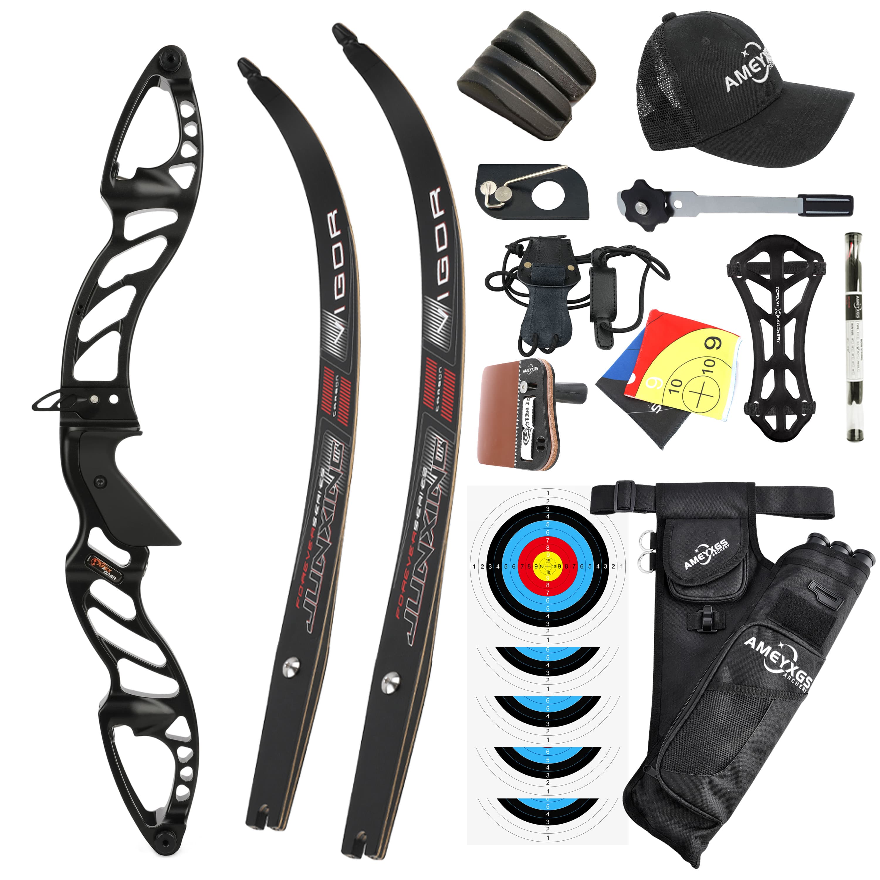 Professional Recurve Bow Set 6061 Aluminum Riser Multiple Draw Weights