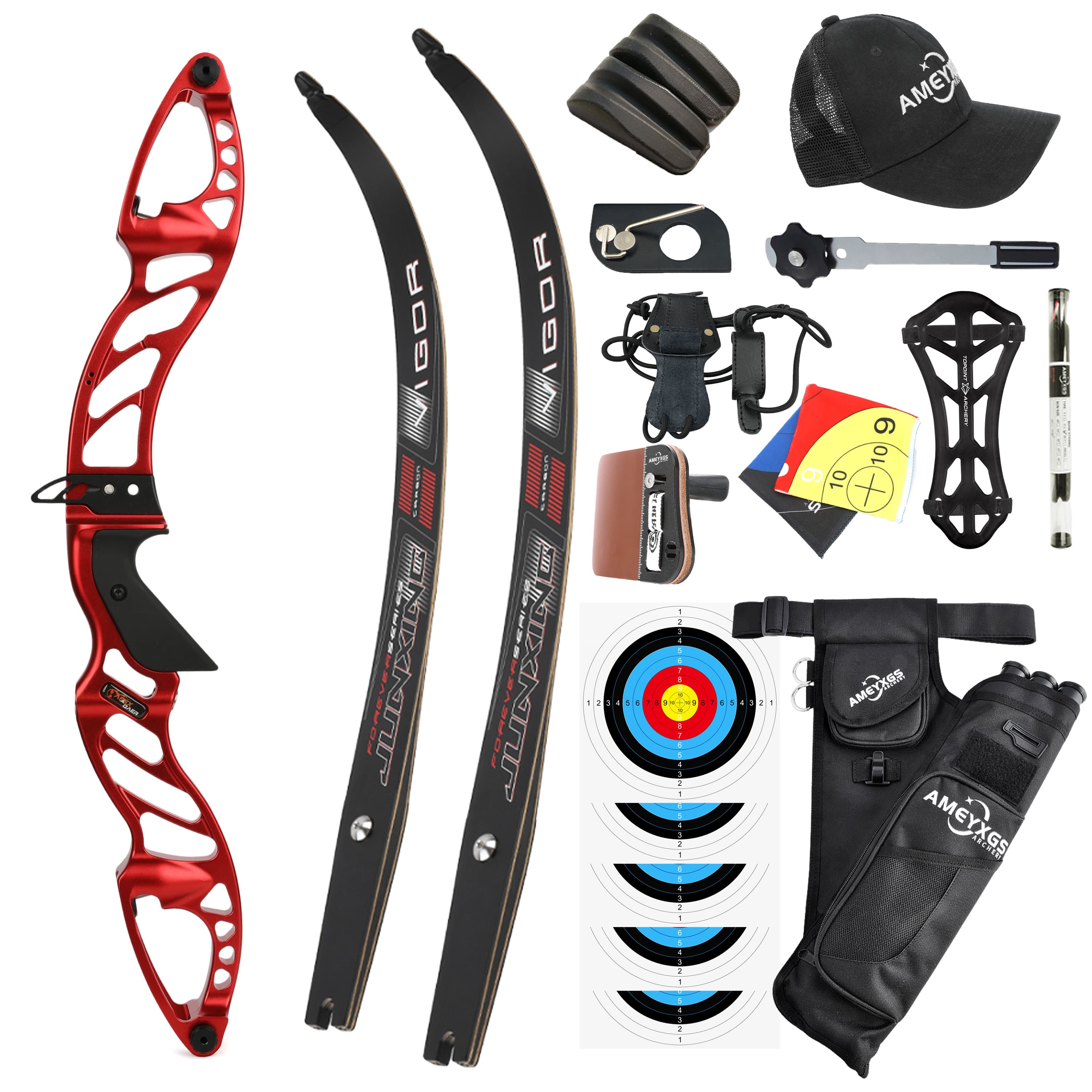 Professional Recurve Bow Set 6061 Aluminum Riser Multiple Draw Weights