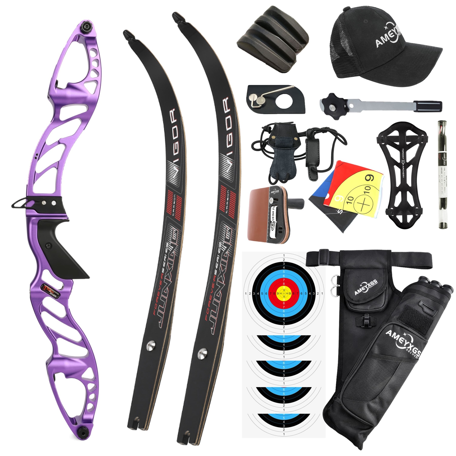 Professional Recurve Bow Set 6061 Aluminum Riser Multiple Draw Weights