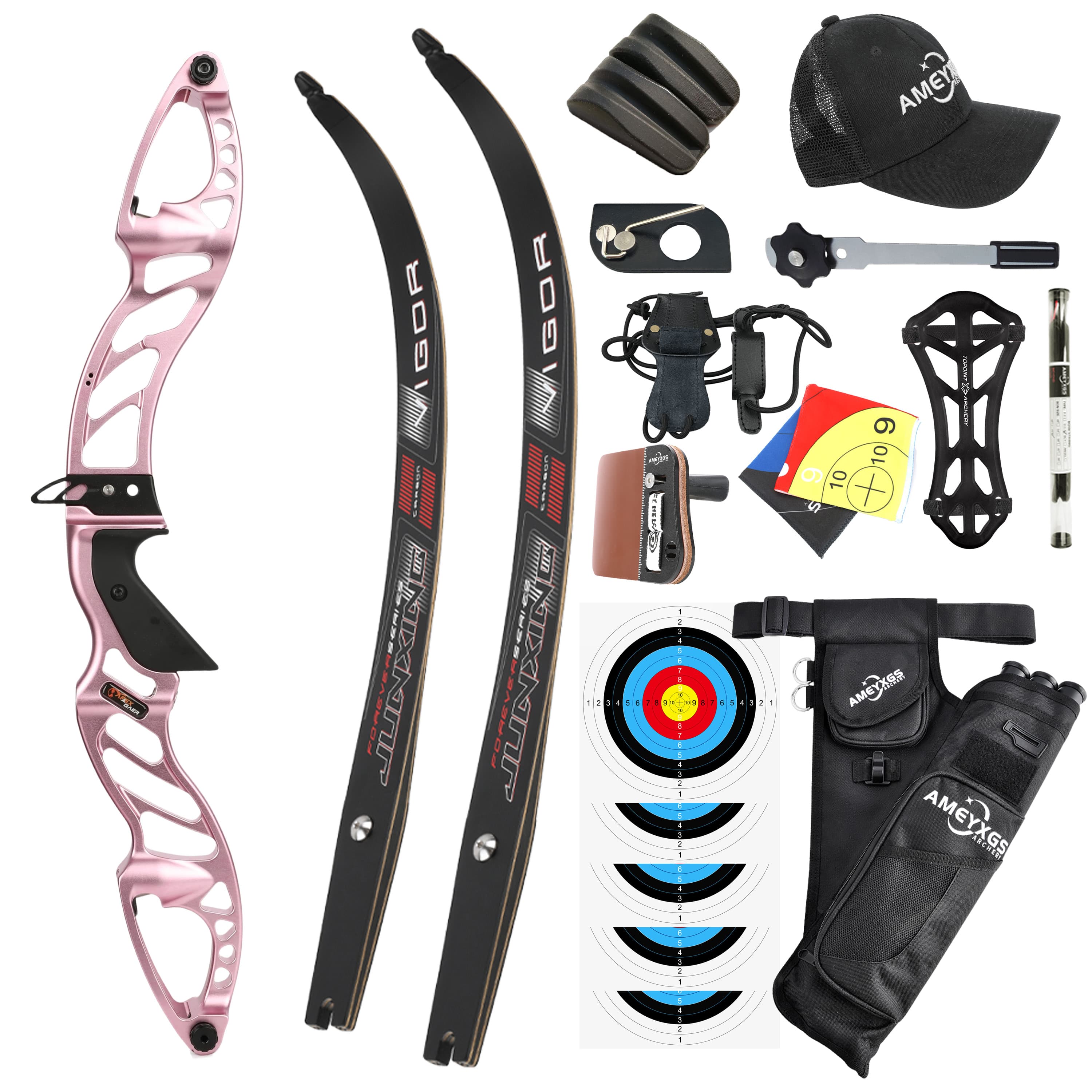 Professional Recurve Bow Set 6061 Aluminum Riser Multiple Draw Weights