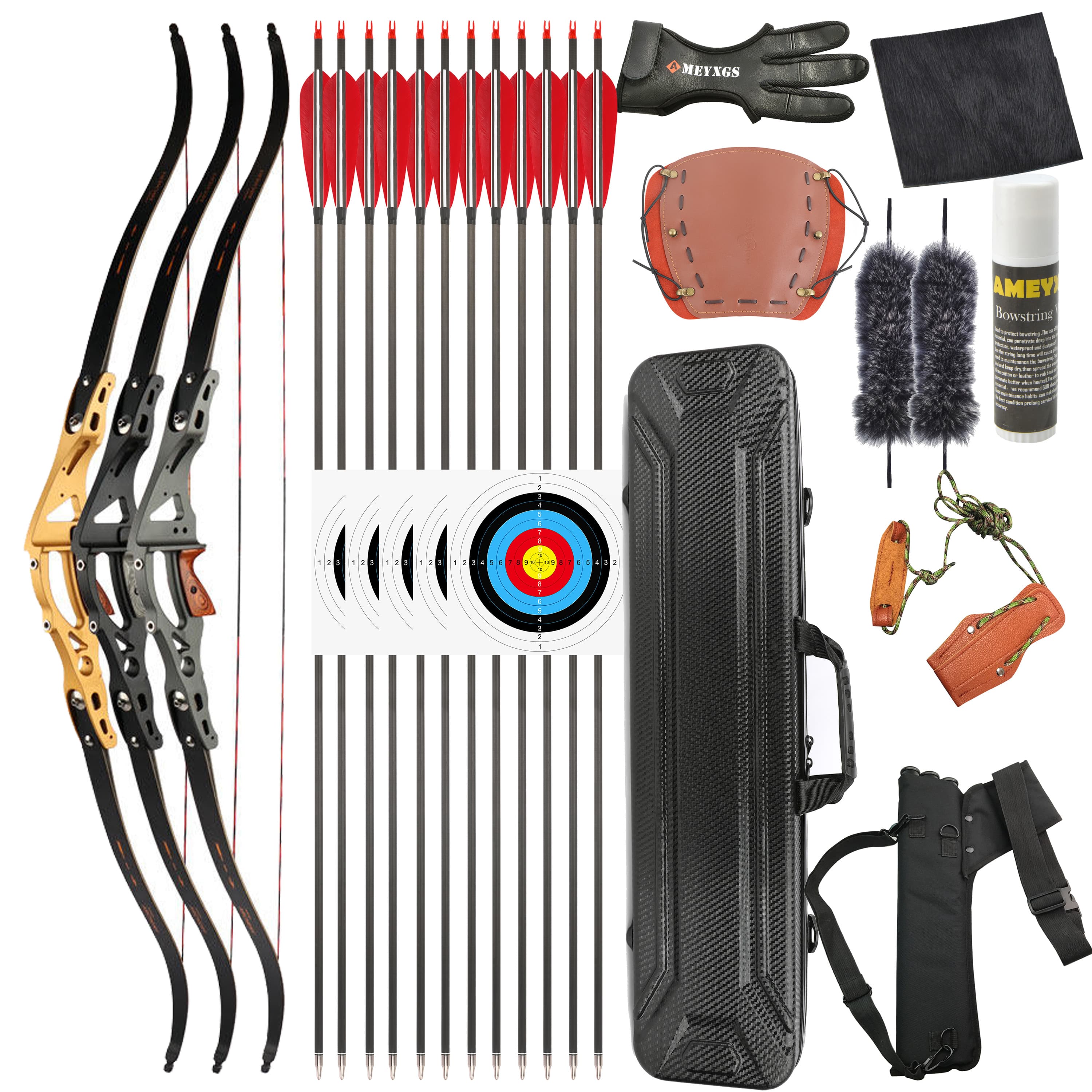 YINOW ILF Recurve Bow 25-50lbs 19" Riser Takedown Bow Hunting Shooting