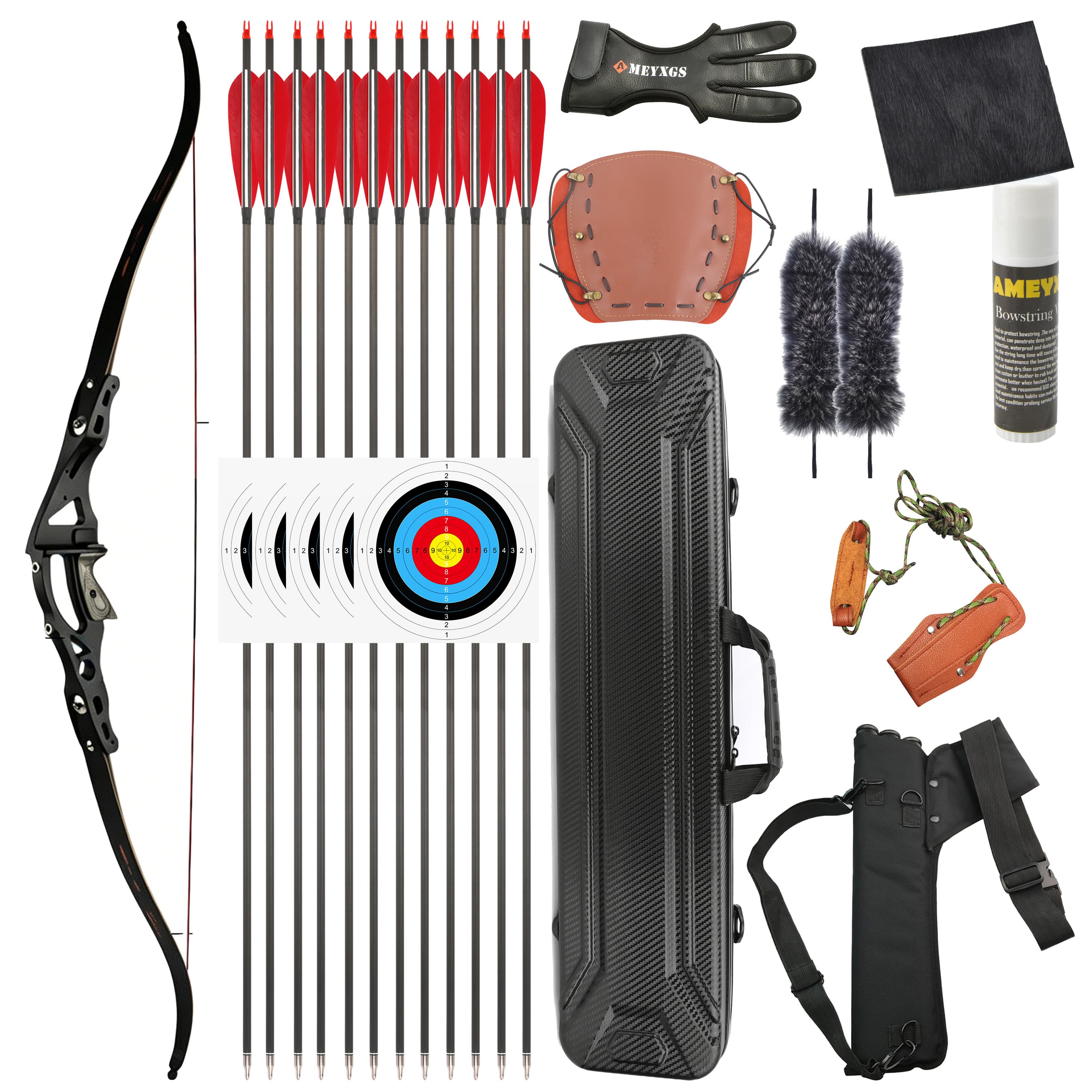YINOW ILF Recurve Bow 25-50lbs 19" Riser Takedown Bow Hunting Shooting