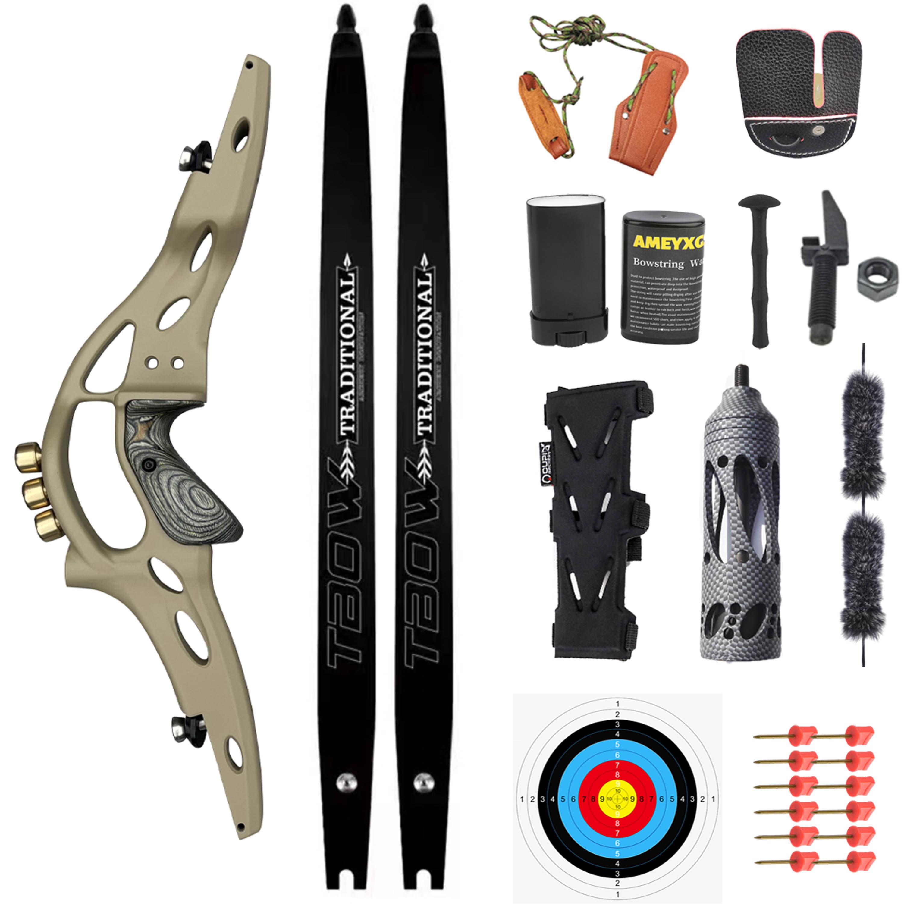 TBOW 62" ILF Recurve Bow Hunting Recurve Archery 30-60lbs 