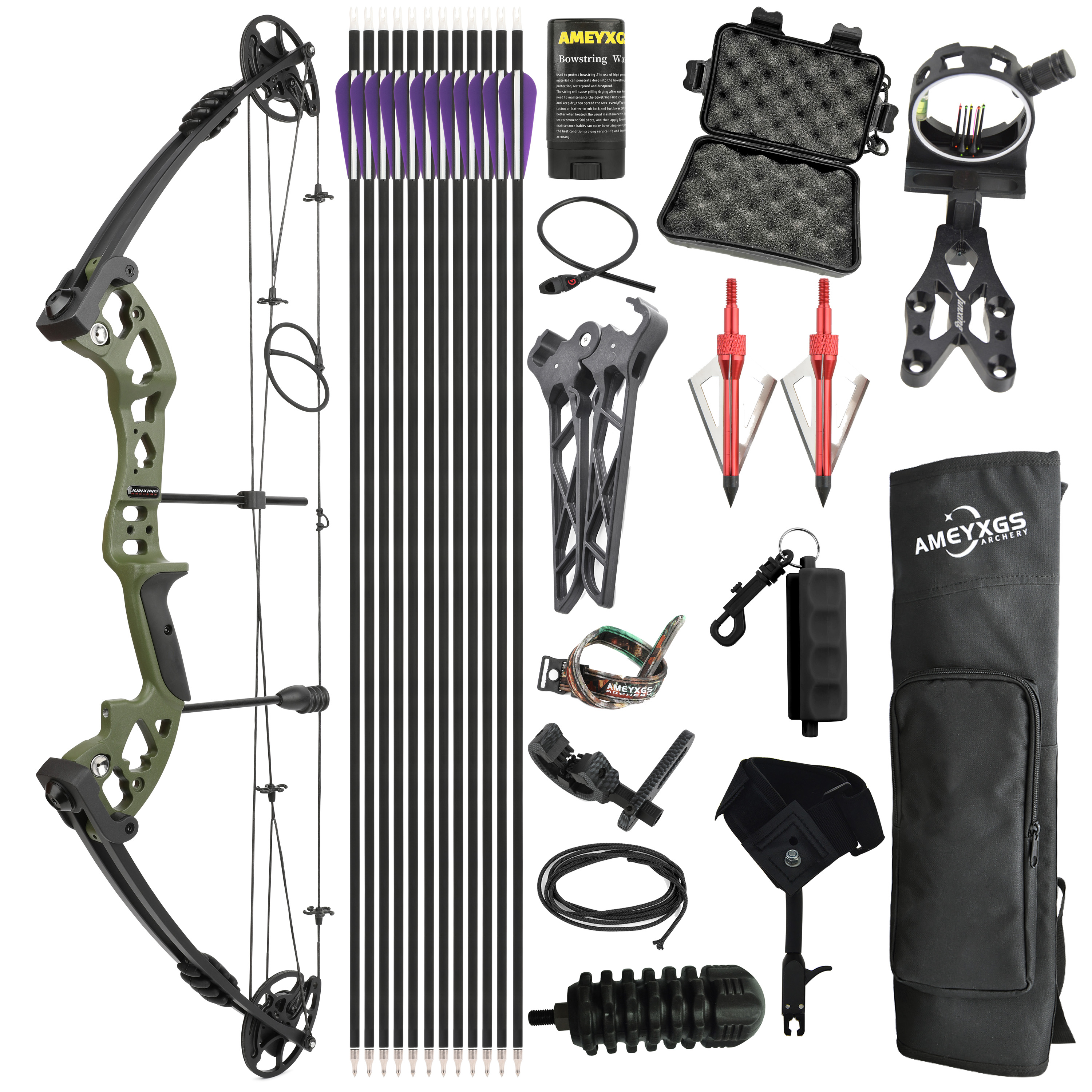 JUNXING M131 Compound Bow Kit Arrows 30-55 Lbs Hunting