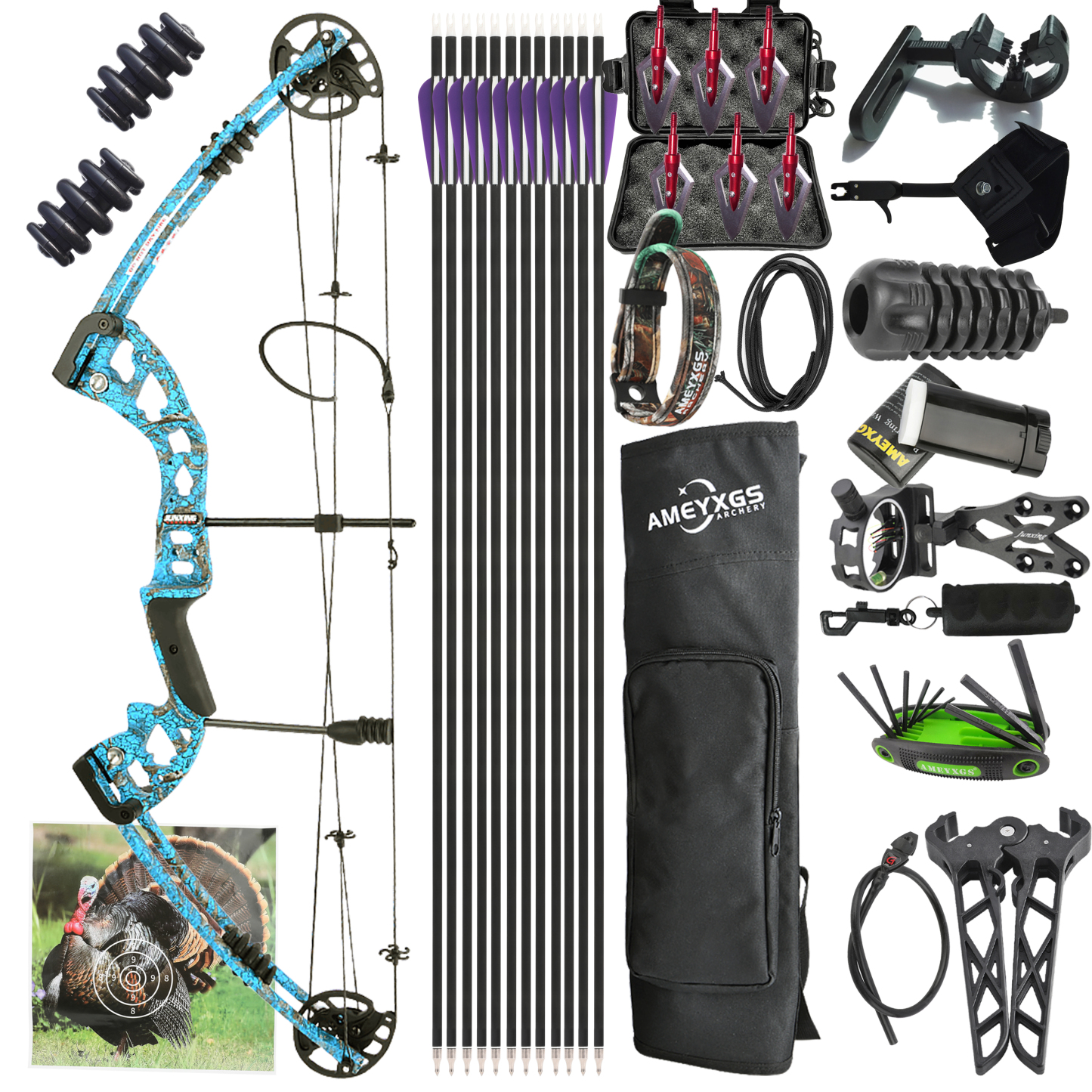 JUNXING M131 Compound Bow Kit Arrows 30-55 Lbs Hunting