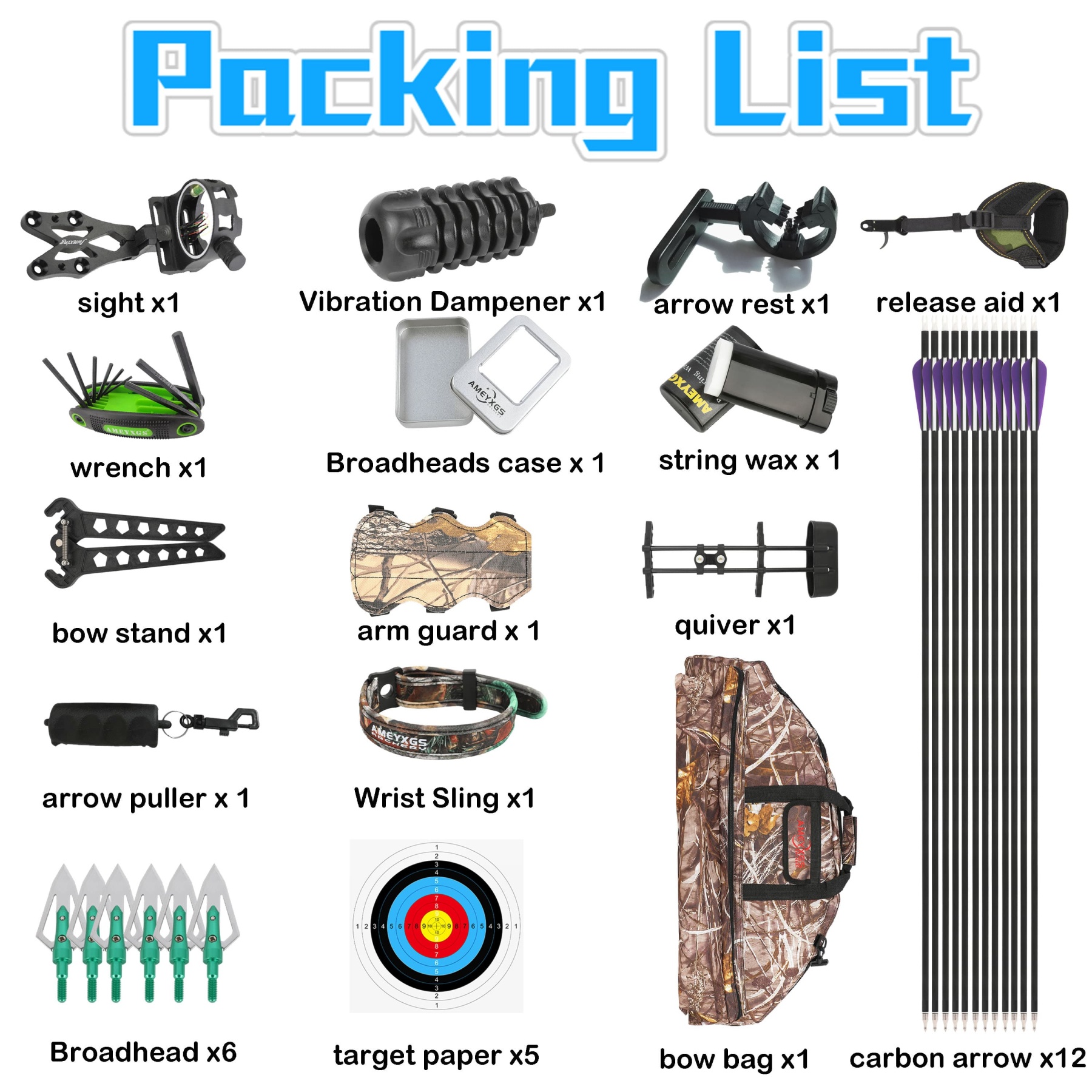 JUNXING M131 Compound Bow Kit Archery Hunting 30-55 Lbs