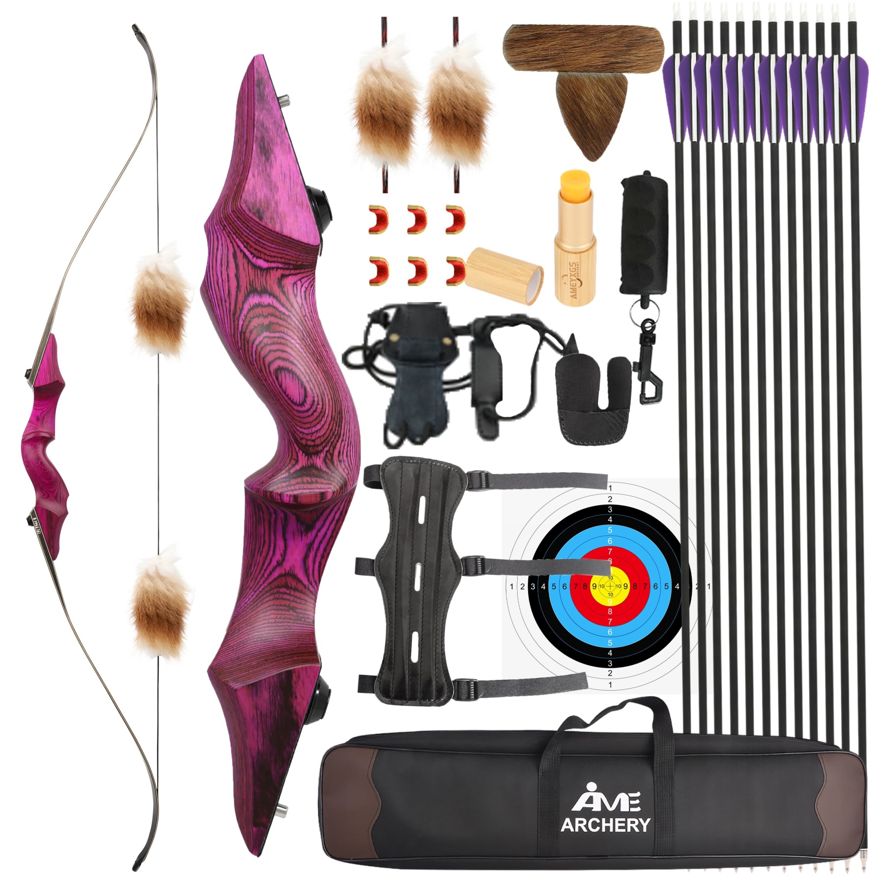 Blackhunter Recurve Bow Set with Fiberglass Limbs & Bamboo Core (60 lbs)