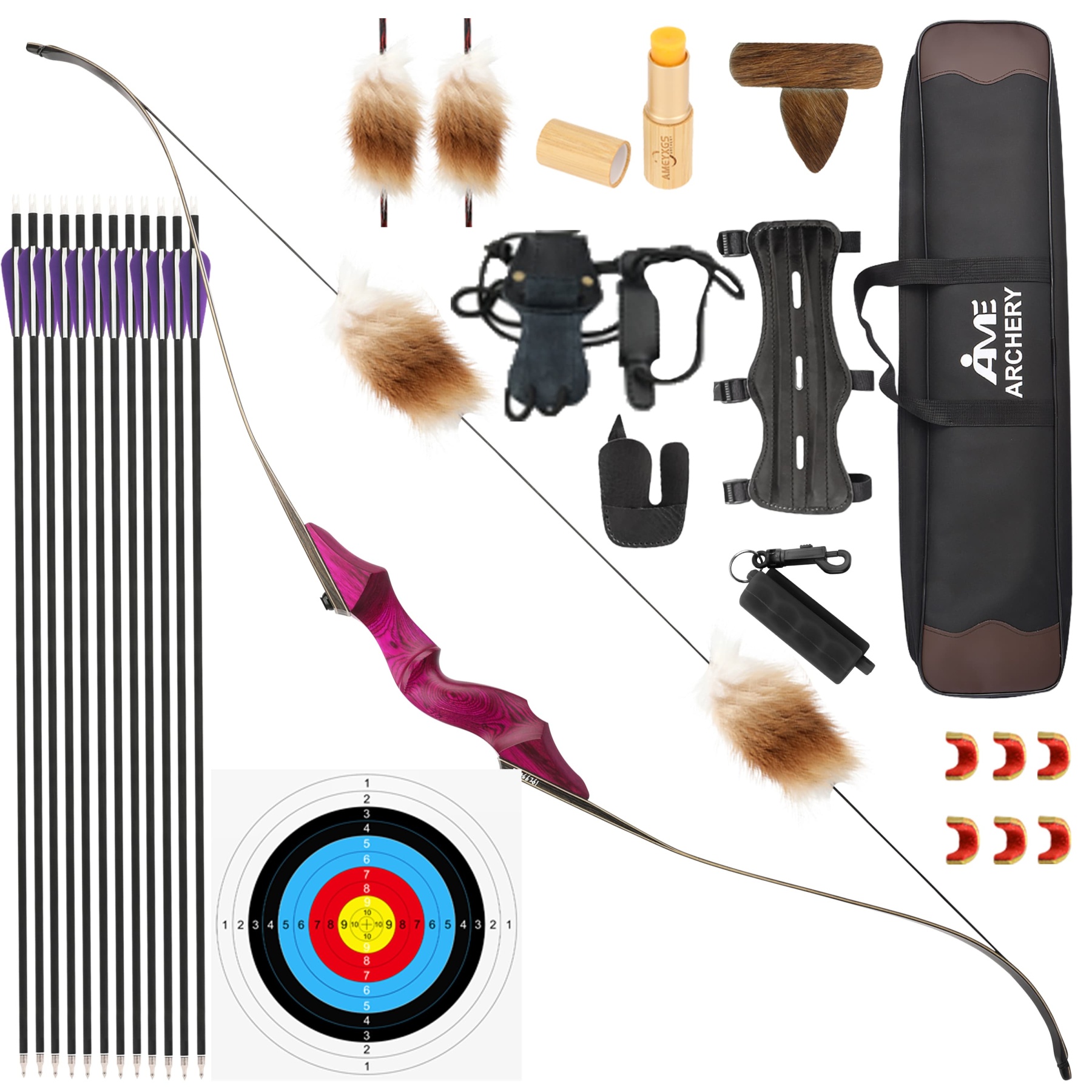 40LBS Black Hunter Takedown Recurve Bow kit Purple