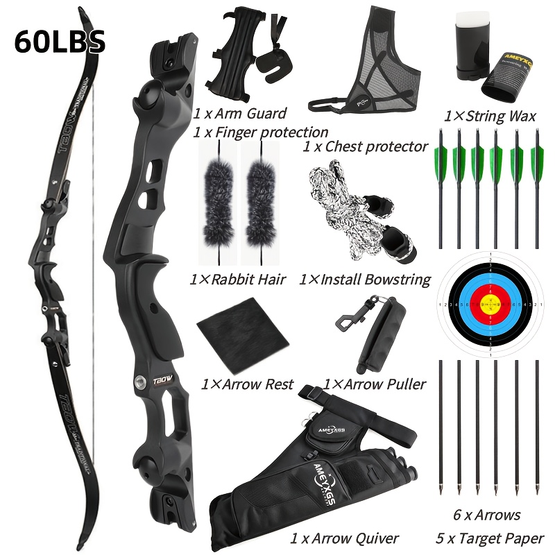 40–60LBS Aluminum Alloy Recurve Bow Set – Hunting & Target Archery Kit