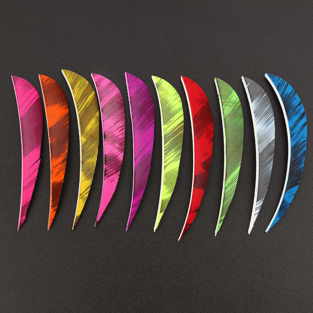 Fire Camo Parabolic 4''5'' Natural Feather Fletching Archery Arrow-50pcs-AMEYXGS Archery