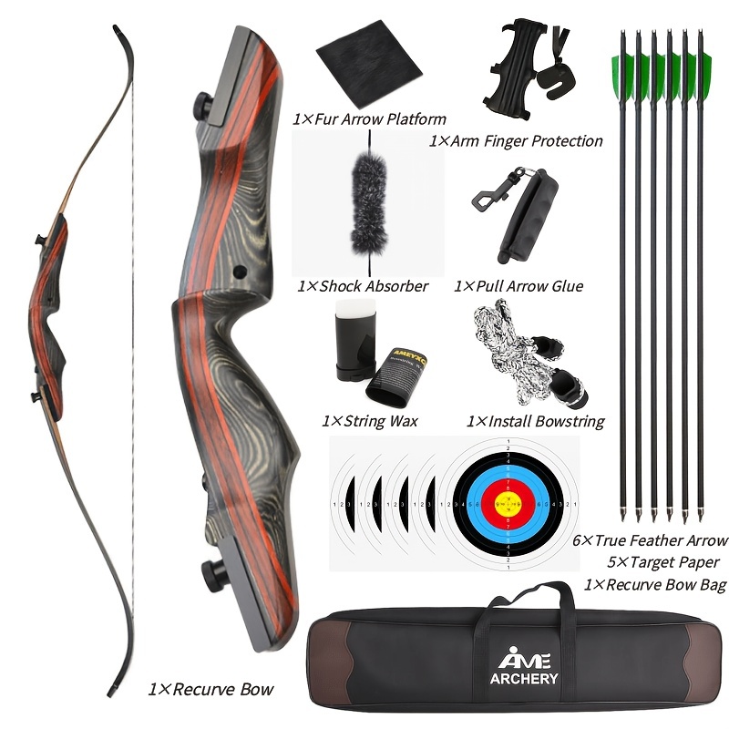 Recurve Bow and Arrow Set – 30–60LBS Takedown Bow Kit for Hunting & Target
