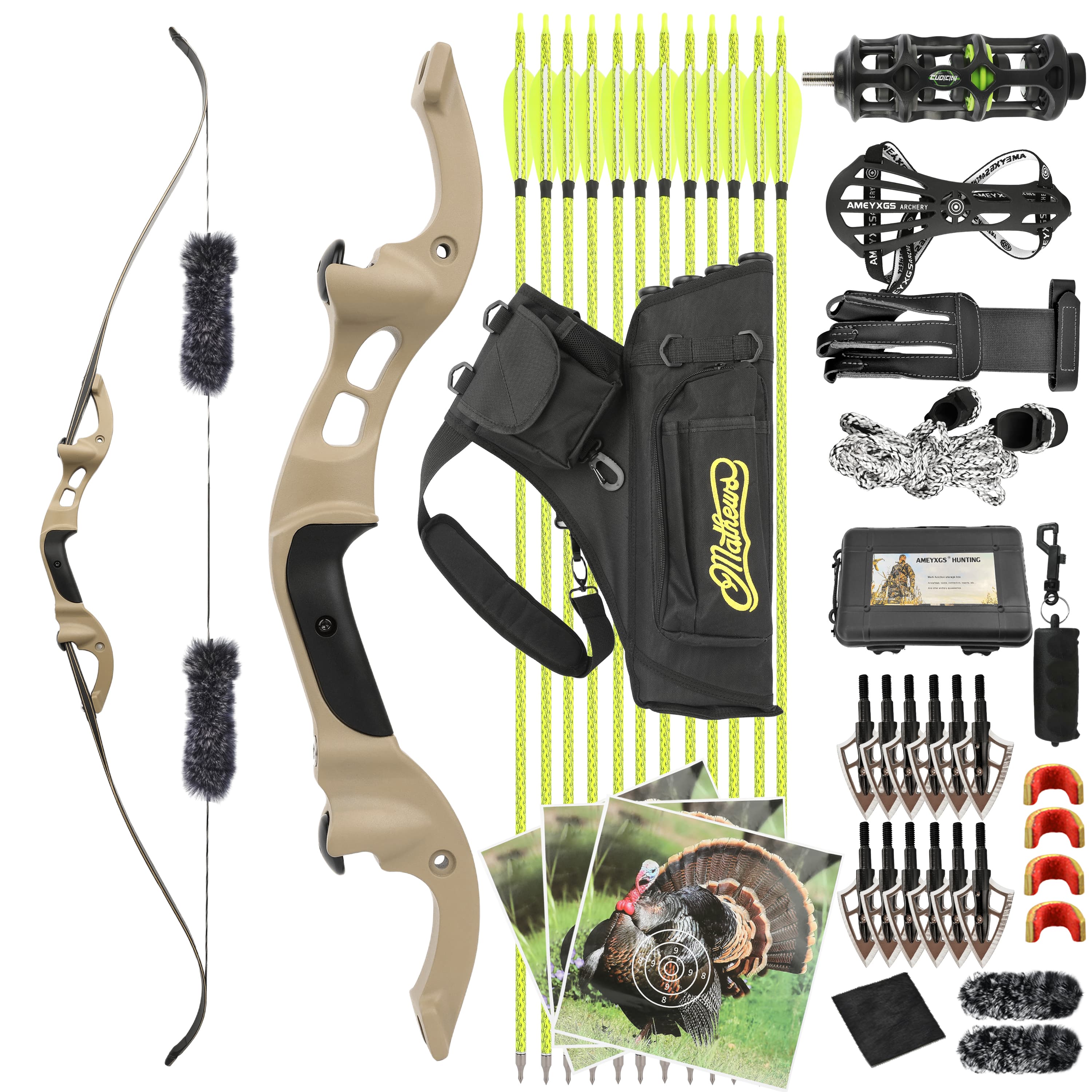 TBOW H3 Traditional Hunting Recurve Bow Formula 62" 25-60Ibs