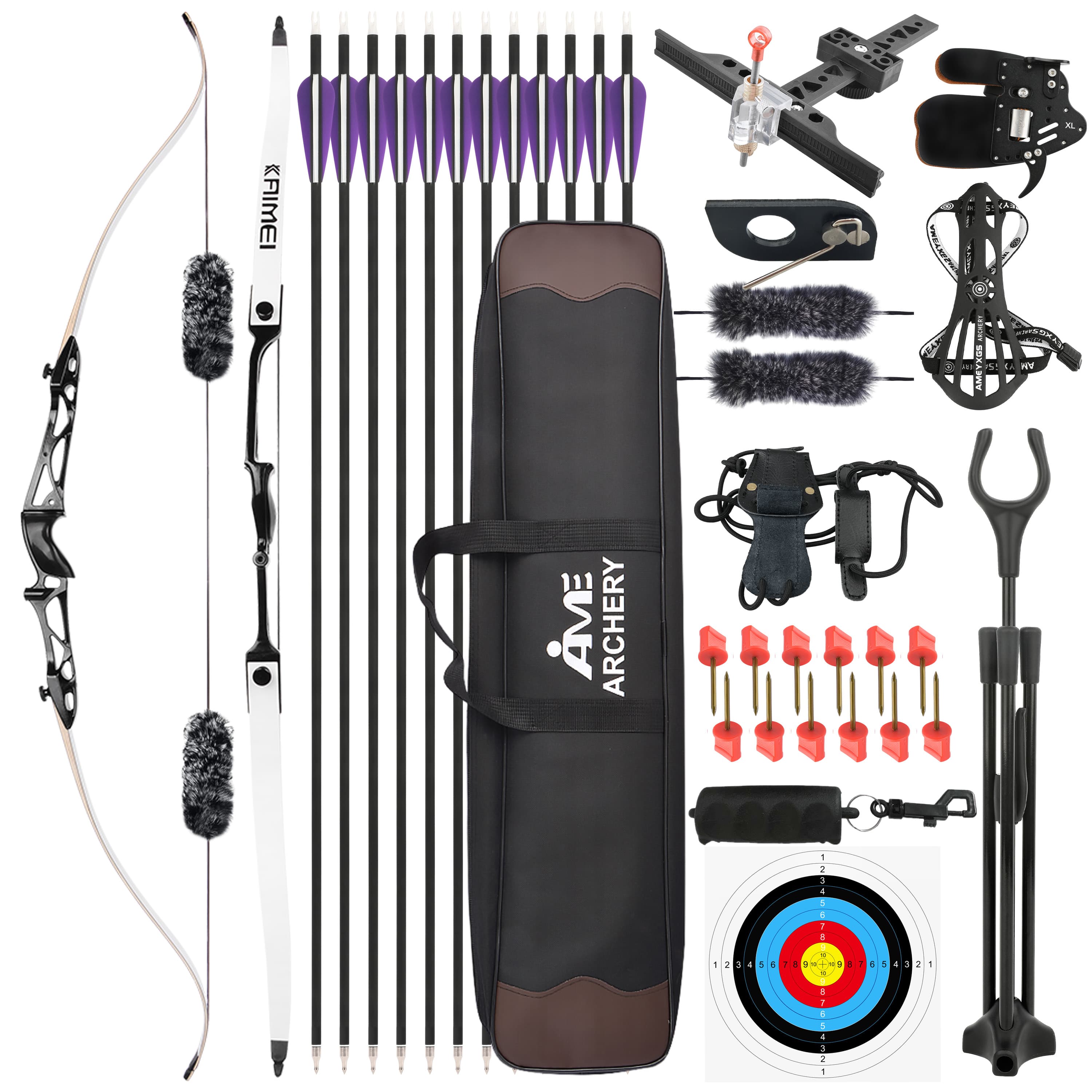 KAIEMI 66" 68" 70" Olympic Archery Competition Recurve Bow Kit 14-40# @28"