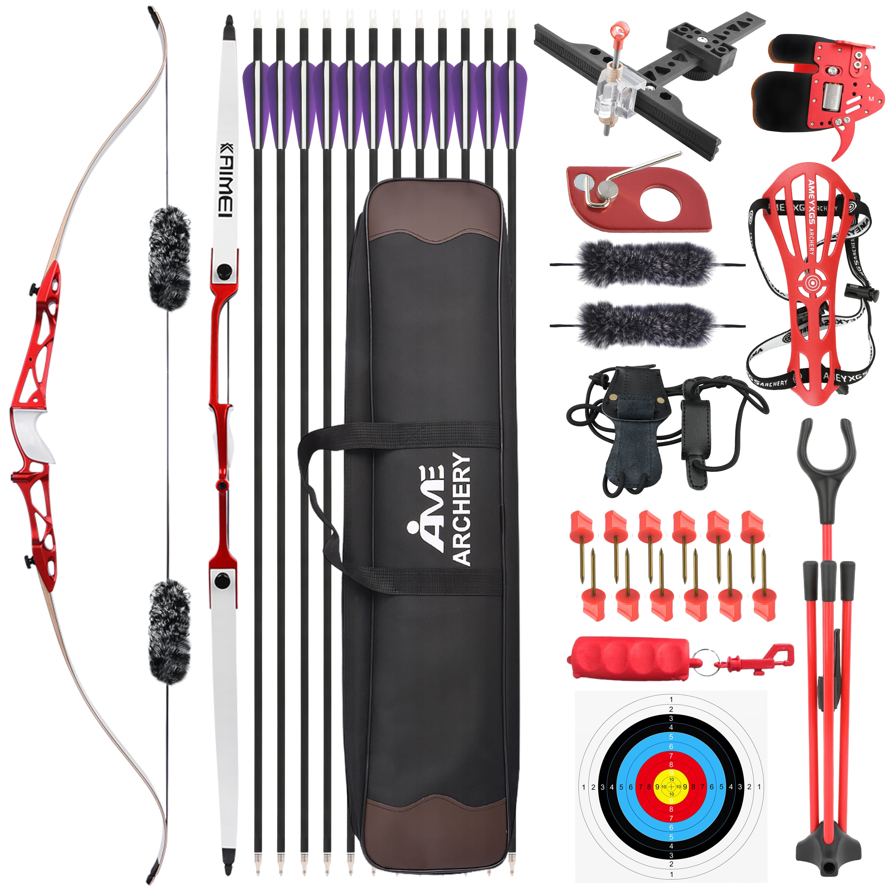 KAIEMI 66" 68" 70" Olympic Archery Competition Recurve Bow Kit 14-40# @28"