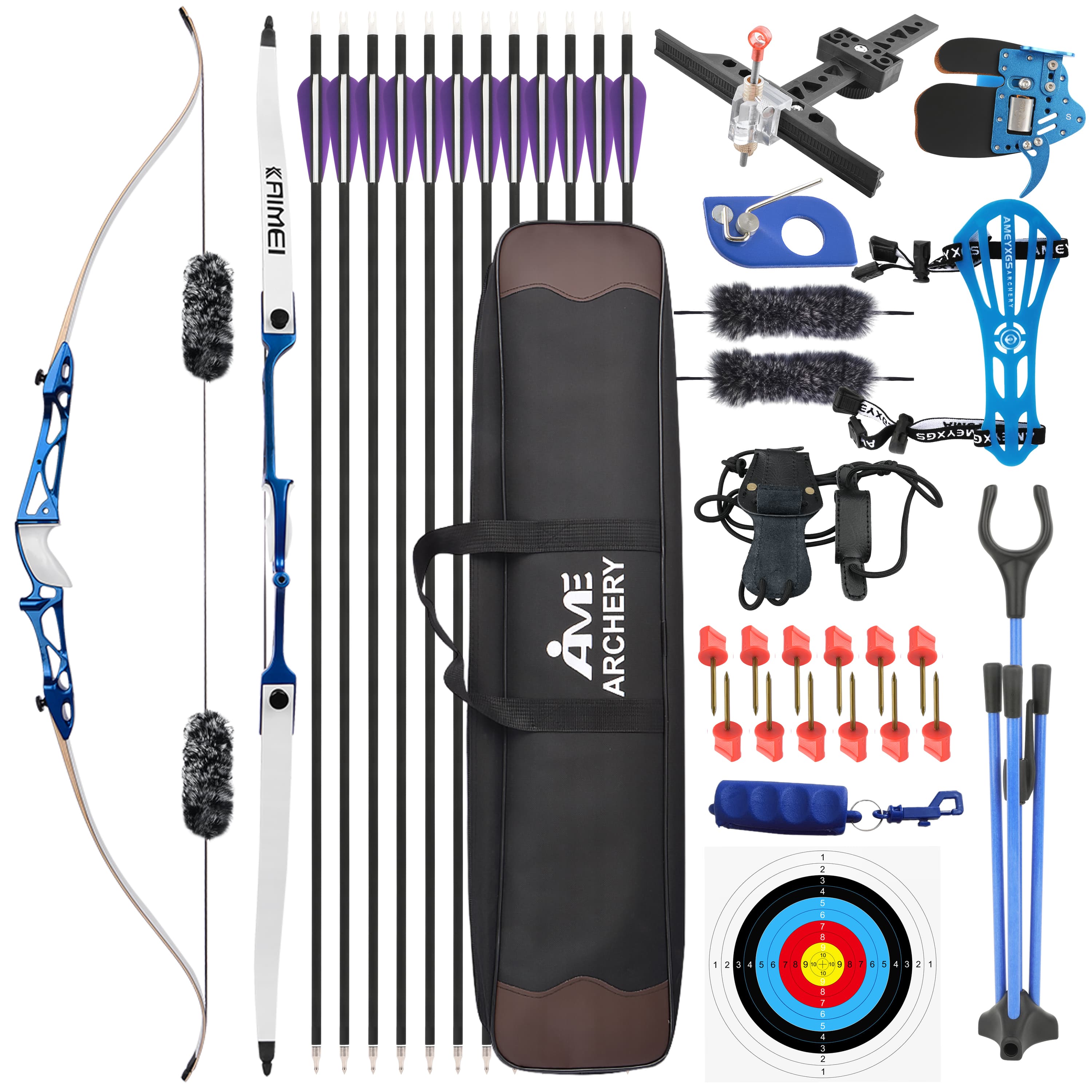 KAIEMI 66" 68" 70" Olympic Archery Competition Recurve Bow Kit 14-40# @28"