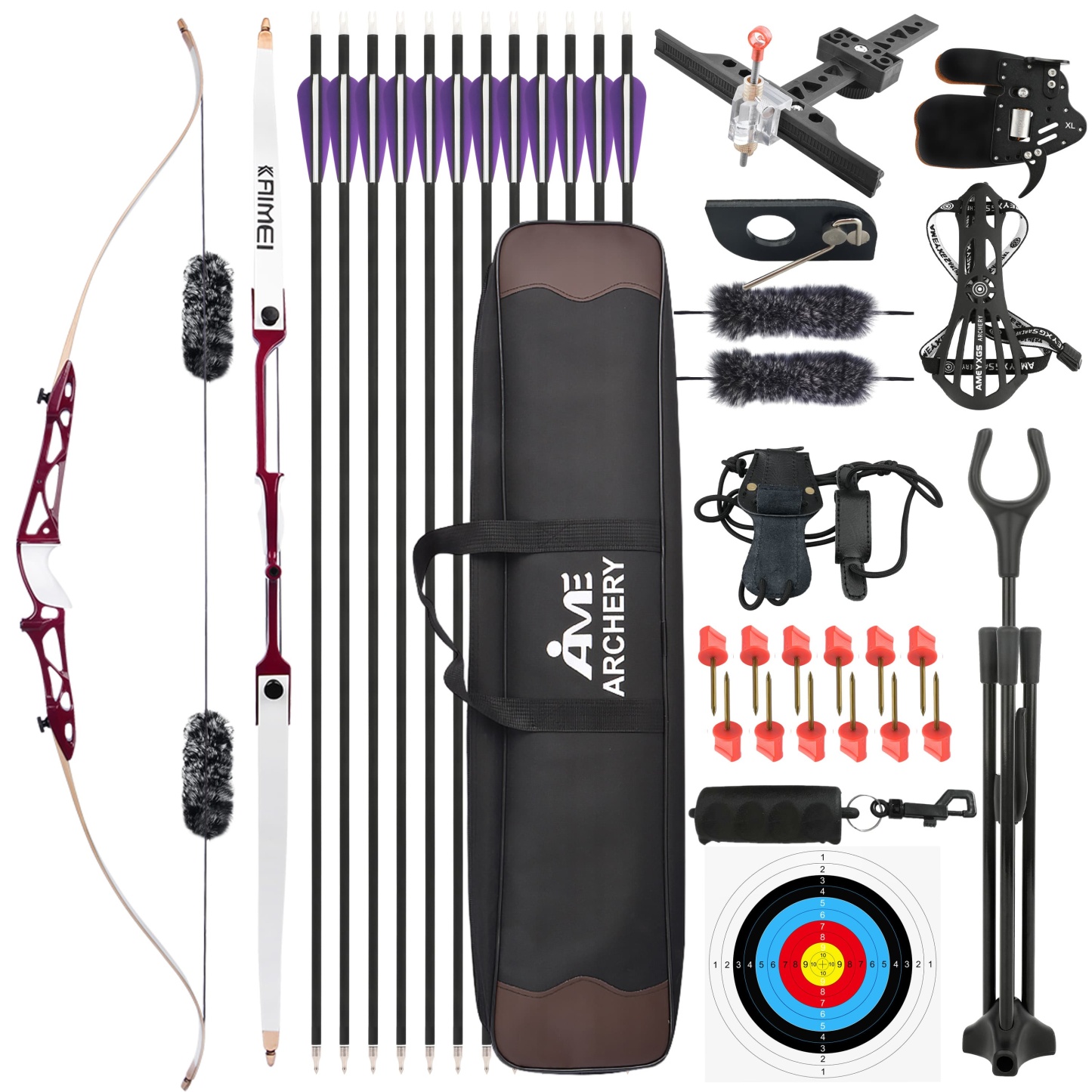 KAIEMI 66" 68" 70" Olympic Archery Competition Recurve Bow Kit 14-40# @28"