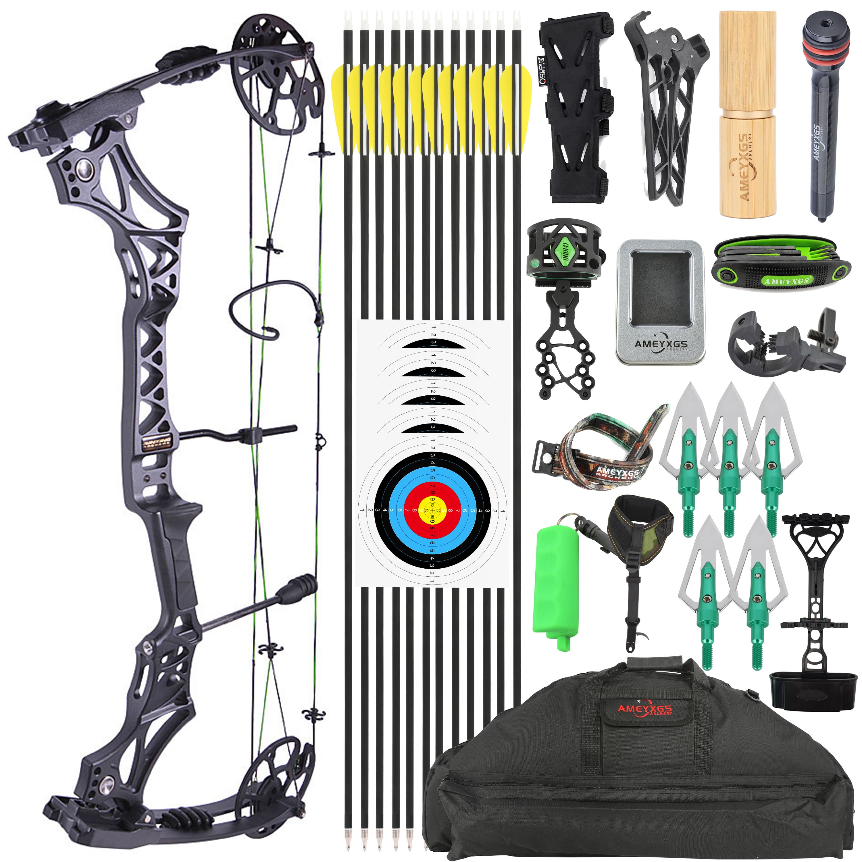 JUNXING M129 Hunting Compound Bow 30-70LBS Full Kit 320FPS