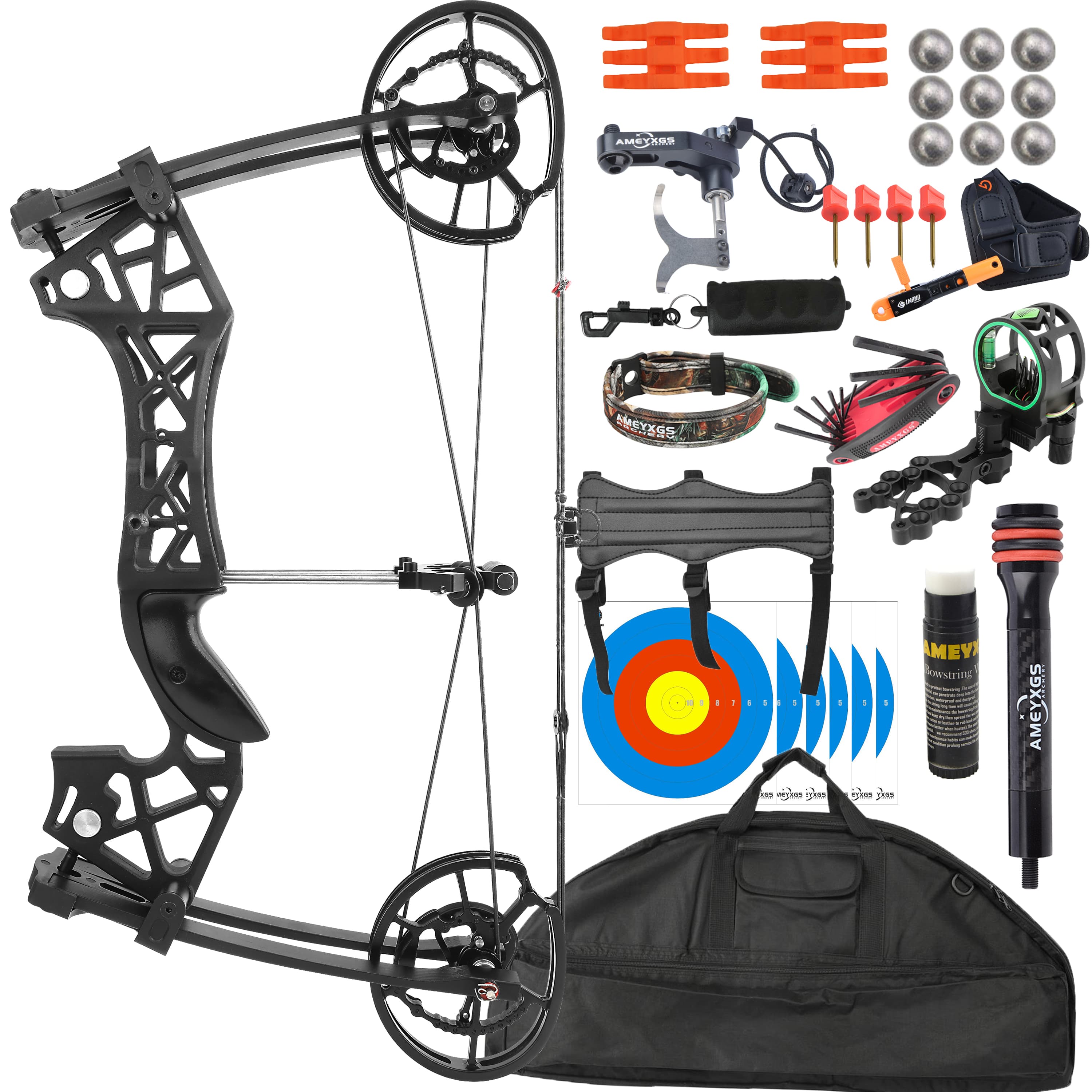 30-60lbs Compound Bow Steel Ball Set Dual-use LH RH Hunting Shooting