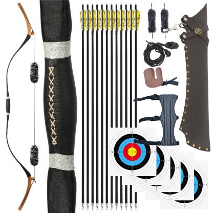 64'' Archery Traditional Longbow Set 20-45lbs