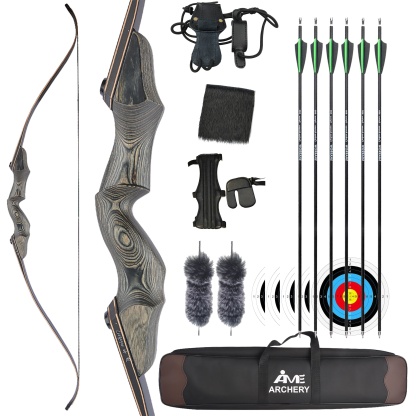 Black Hunter Wooden Recurve Takedown Bow 30-50lbs for Adults