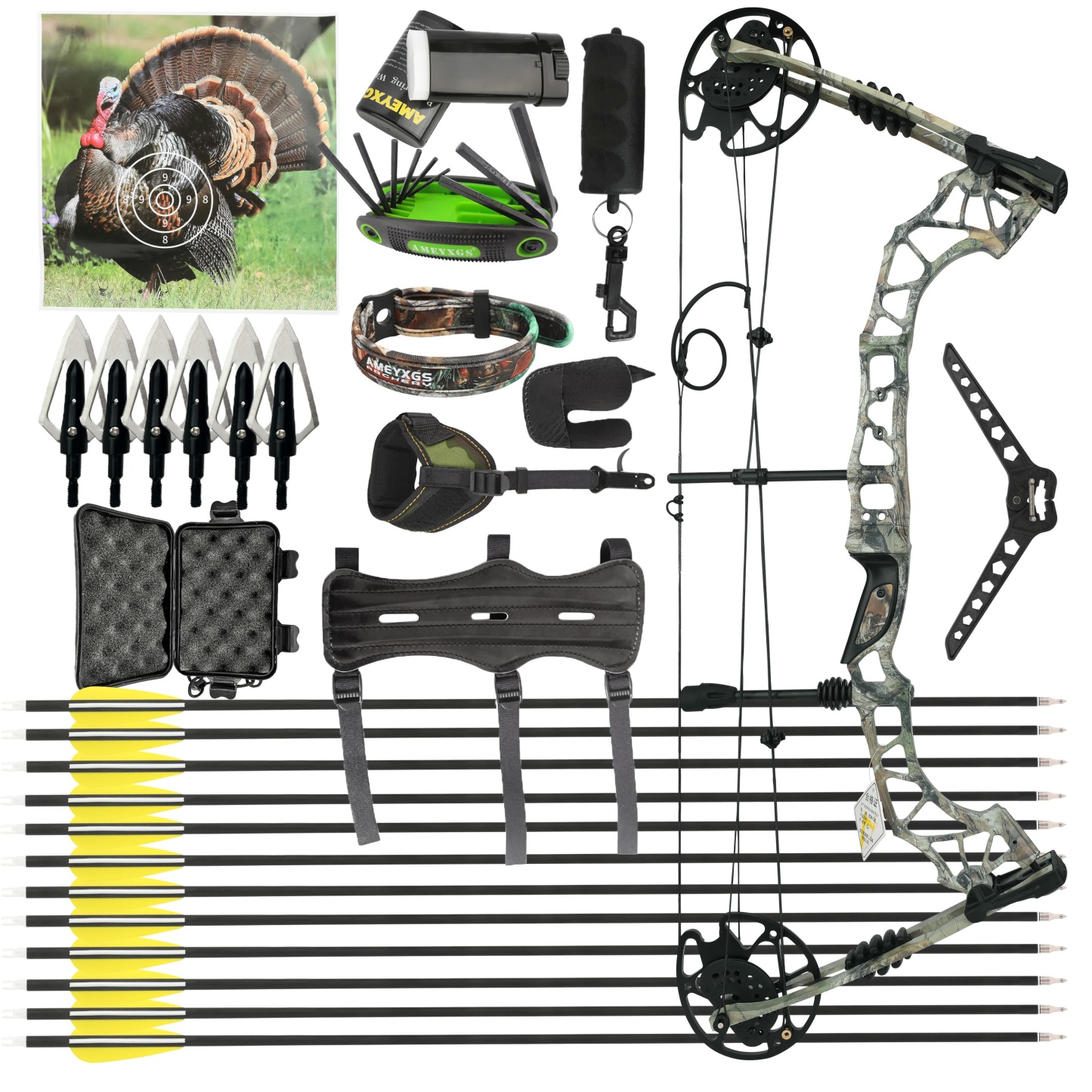 KAIMEI Compound Bow and Arrows Kit Hunting 30-70lbs