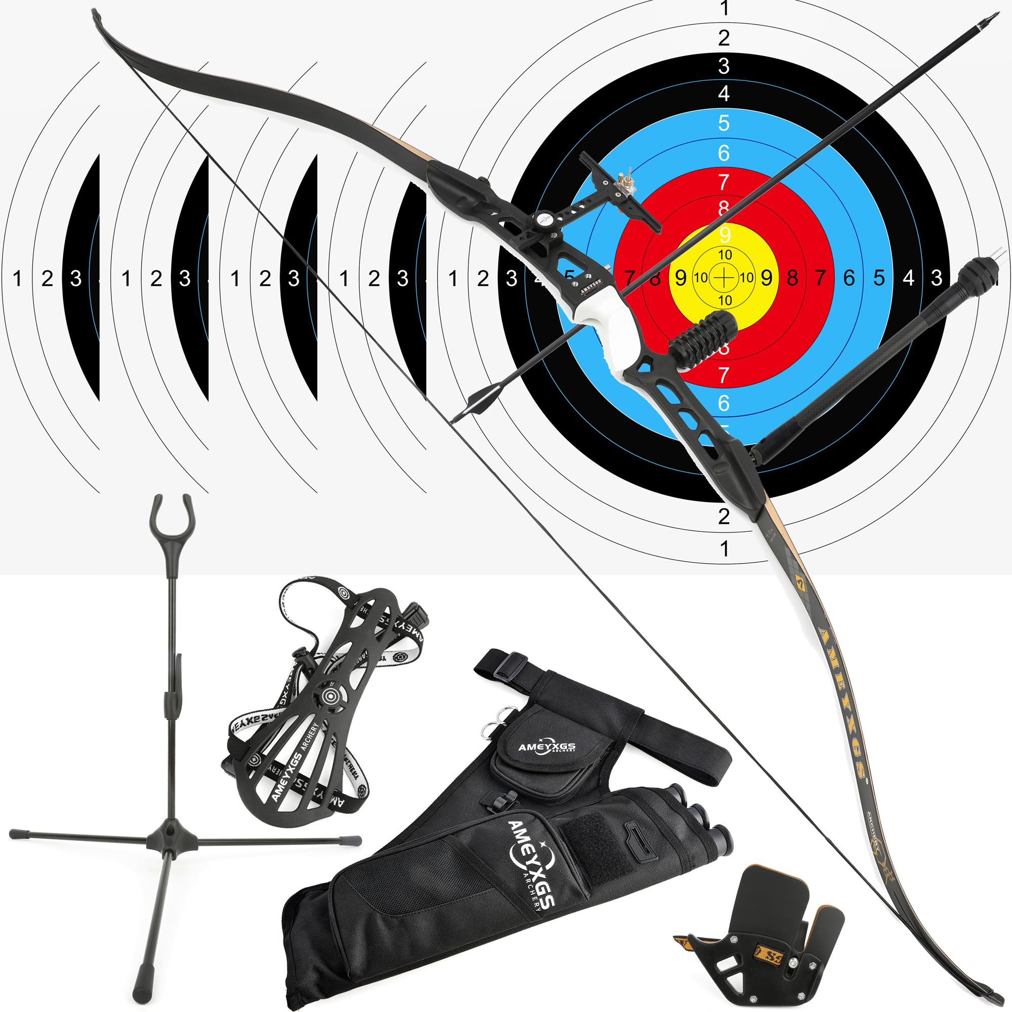 70inch Recurve Bow Archery Takedown Set 20-40lbs