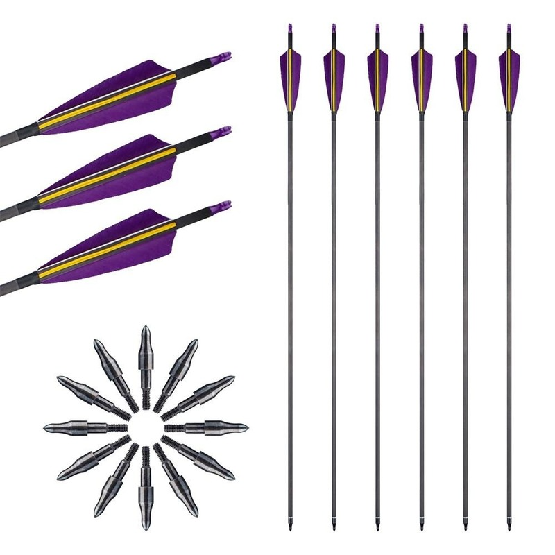 🎯12pcs Pure Carbon Arrows Archery Spine 350 Hunting Target-AMEYXGS Archery