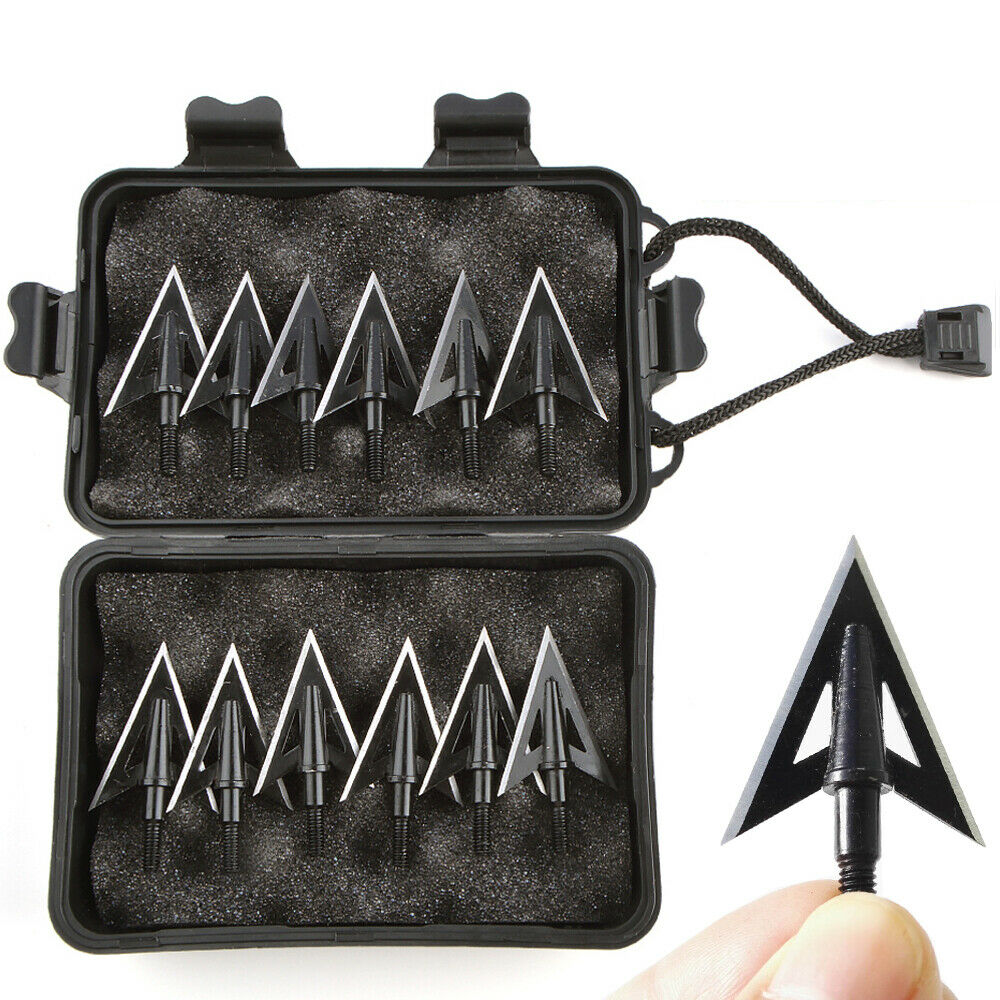 🎯12pcs Arrowheads Broadheads + Box Archery Hunting Bow-AMEYXGS Archery