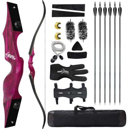 Black Hunter Recurve Bow and Arrows Kit for Hunting Outdoor