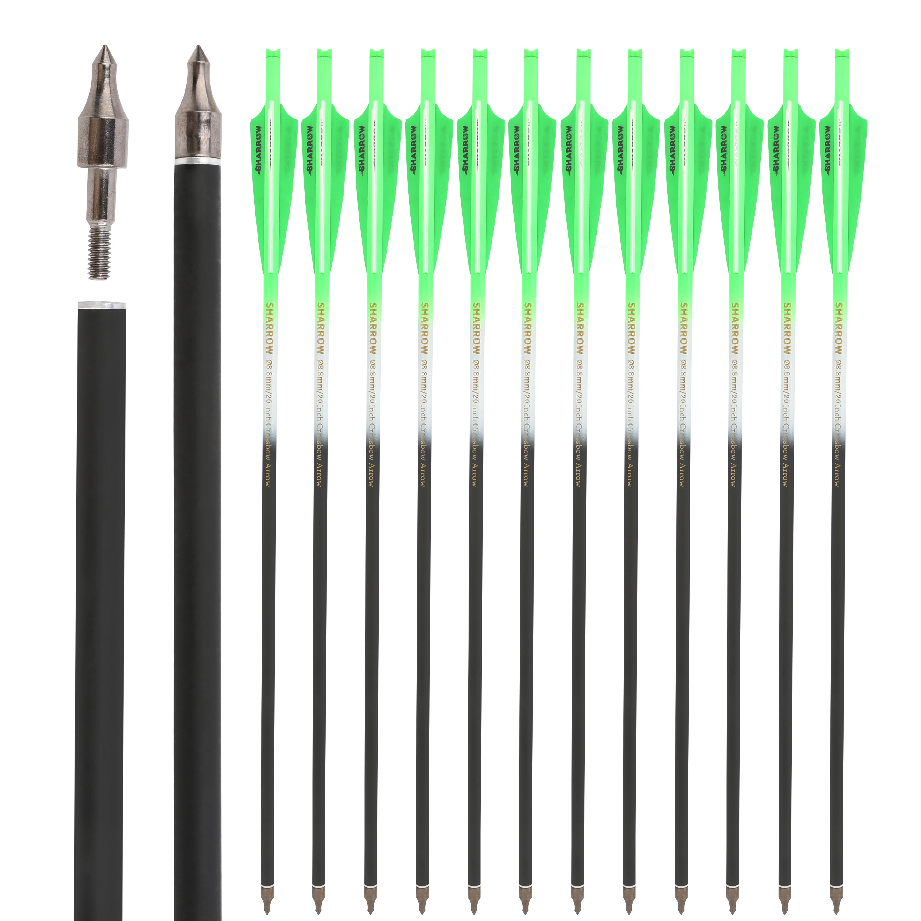 🎯SHARROW Carbon Crossbow Arrows Bolts for Hunting and Target Practice-AMEYXGS Archery